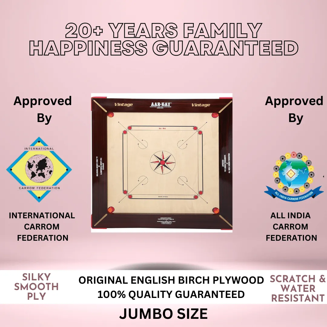 KD Sports Aar-Kay Carrom Board Vintage Jumbo Plywood Approved By Carrom Federation Of India & International Carrom Federation - Image 2