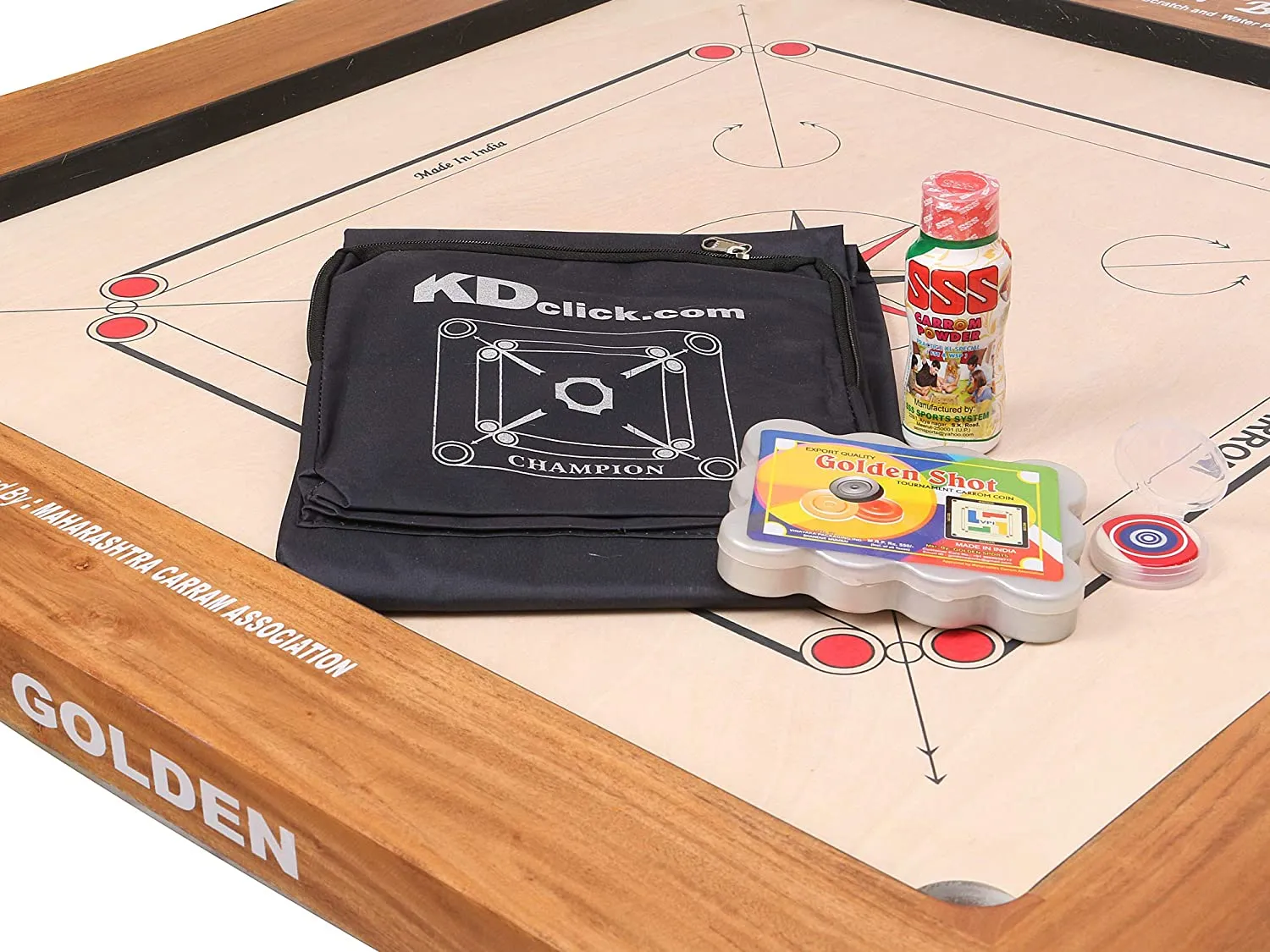 KD Sports Golden Carrom Board Champion Antique Indoor Board Game Approved By Carrom Federation Of India & Maharashtra Carrom Association - Image 26
