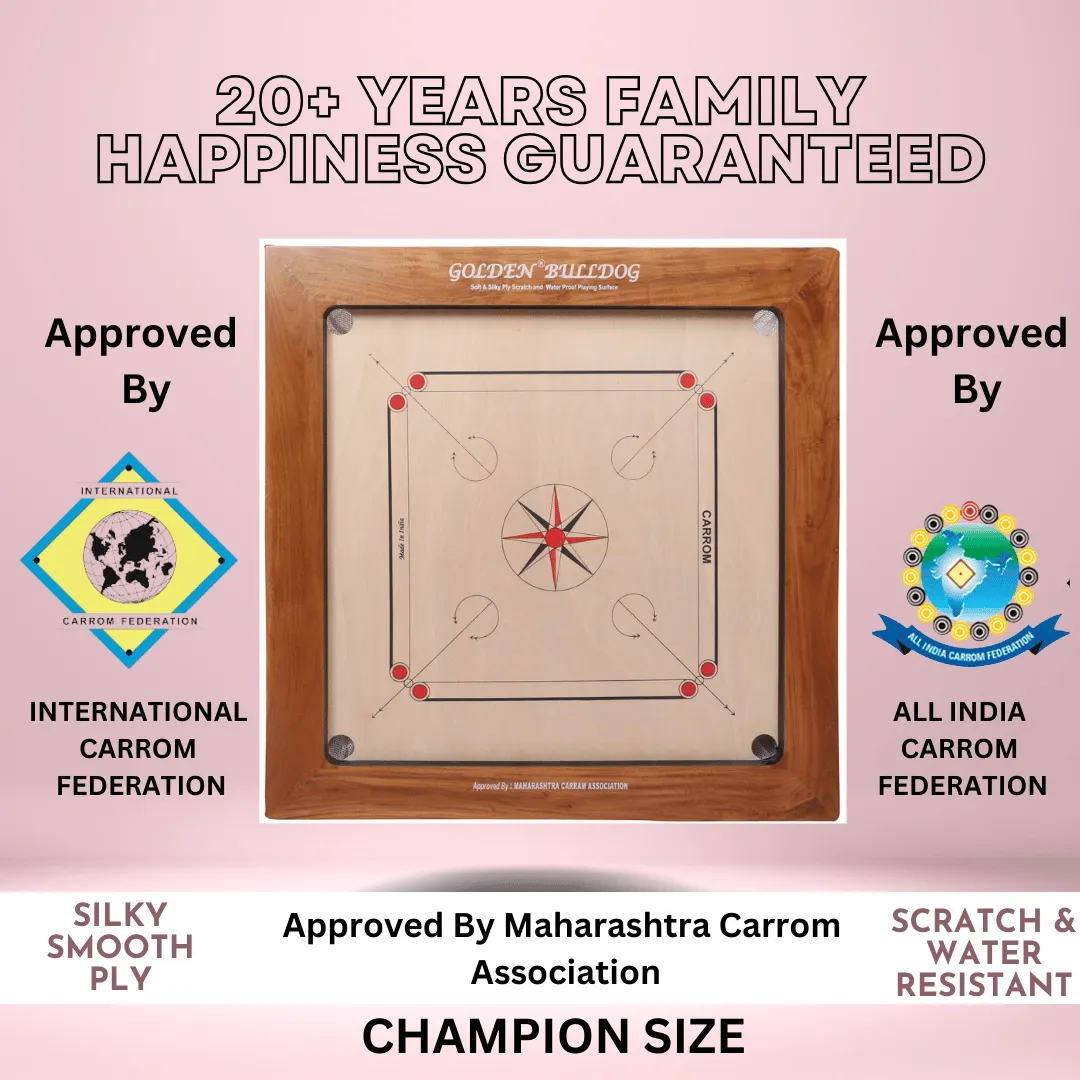 KD Sports Golden Carrom Board Champion Antique Indoor Board Game Approved By Carrom Federation Of India & Maharashtra Carrom Association - Image 16