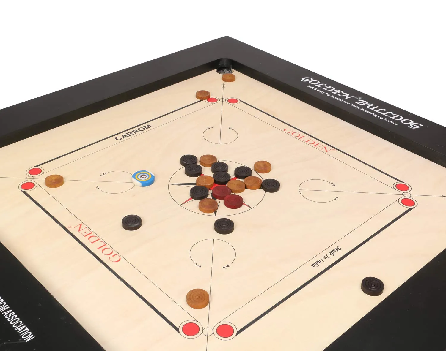 KD Sports Golden Carrom Board Game Board Bulldog Ply Wood Board With Coin, Striker & Cover, Aicf Approved Used In National & International Tournament - Image 11