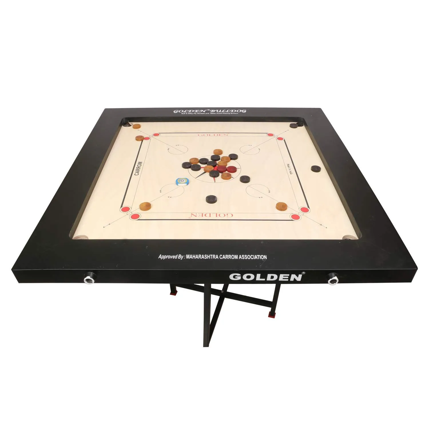 KD Sports Golden Carrom Board Game Board Bulldog Ply Wood Board With Coin, Striker & Cover, Aicf Approved Used In National & International Tournament - Image 8