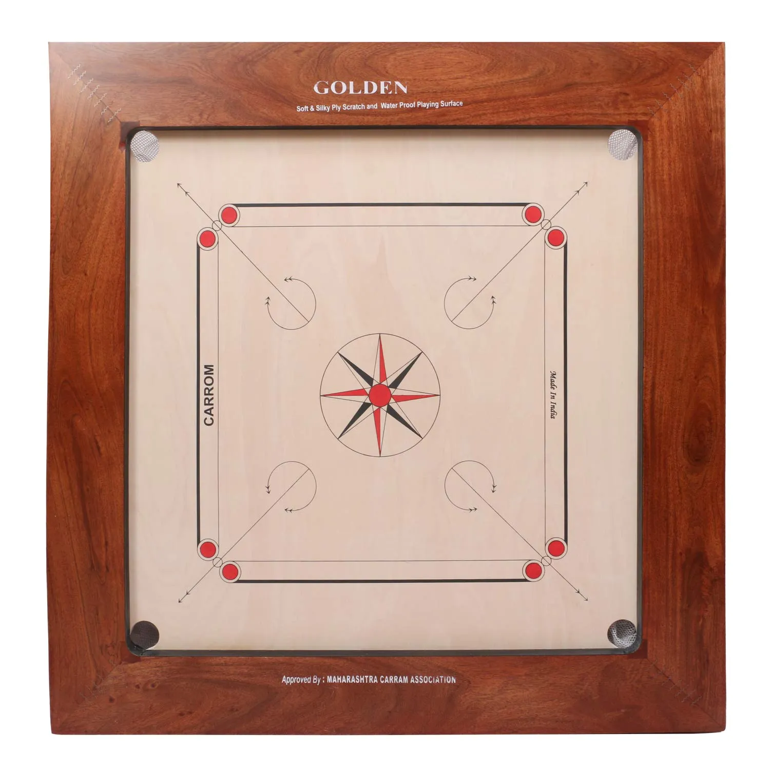 KD Sports Golden Carrom Board Jumbo Antique Indoor Board Game Approved By Carrom Federation Of India & Maharashtra Carrom Association