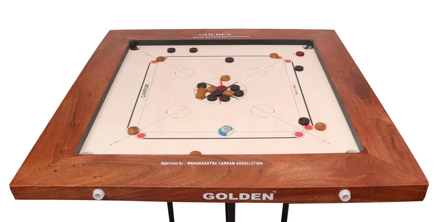 KD Sports Golden Carrom Board Jumbo Antique Indoor Board Game Approved By Carrom Federation Of India & Maharashtra Carrom Association - Image 9