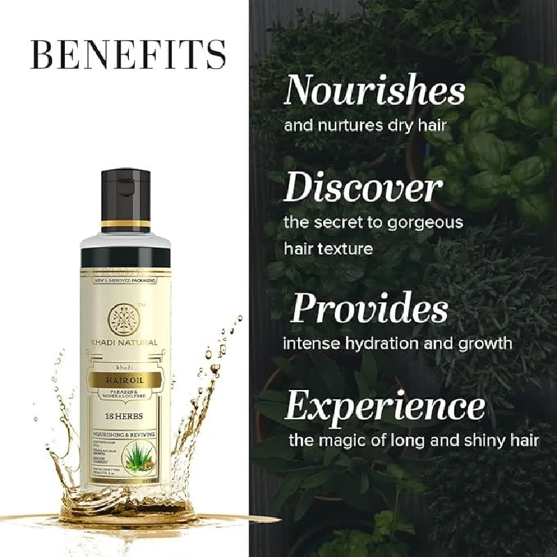 Khadi Natural Ayurvedic 18 Herbs Hair Oil - Image 2