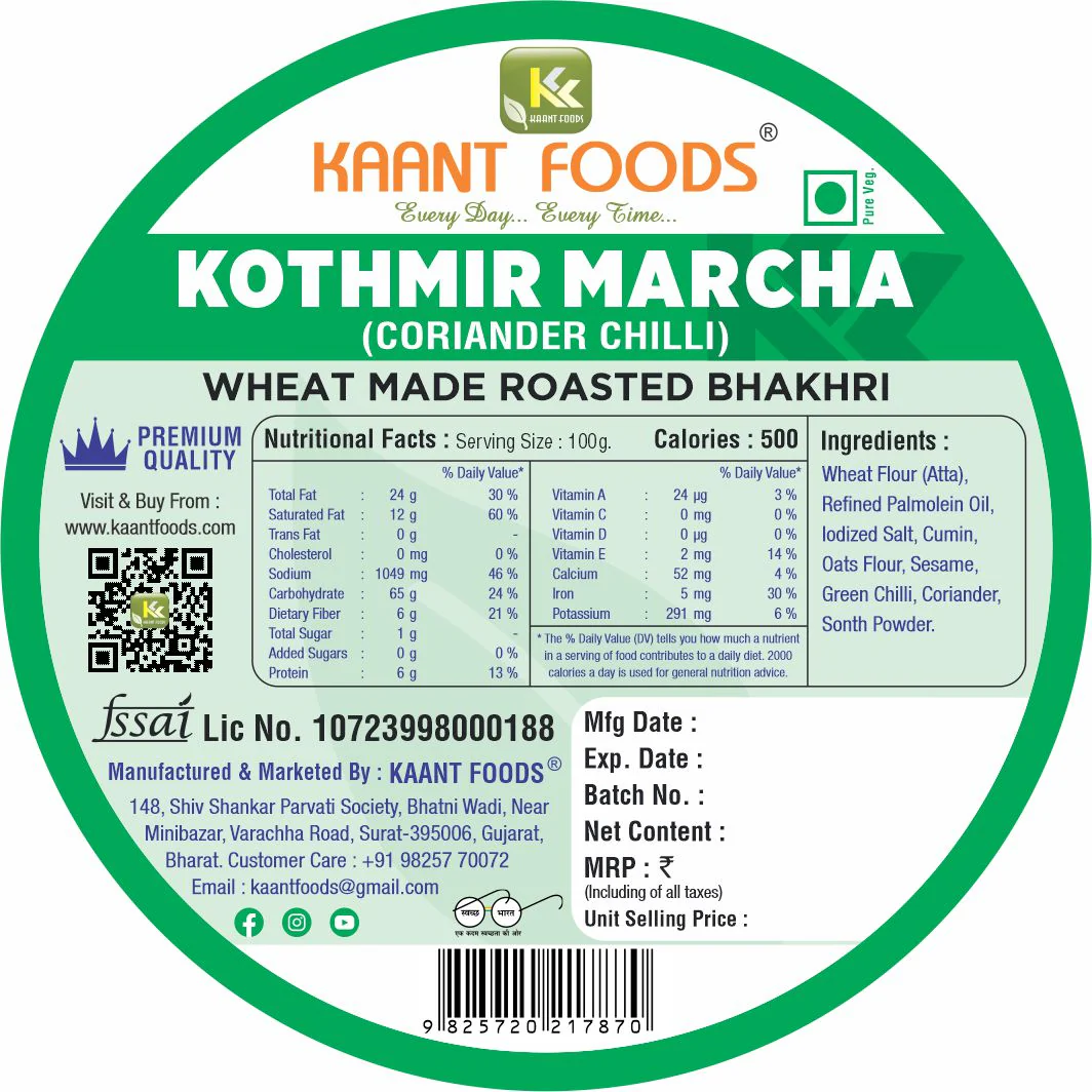 Kaant Foods Coriander Green Chilli Bhakhri - Image 2