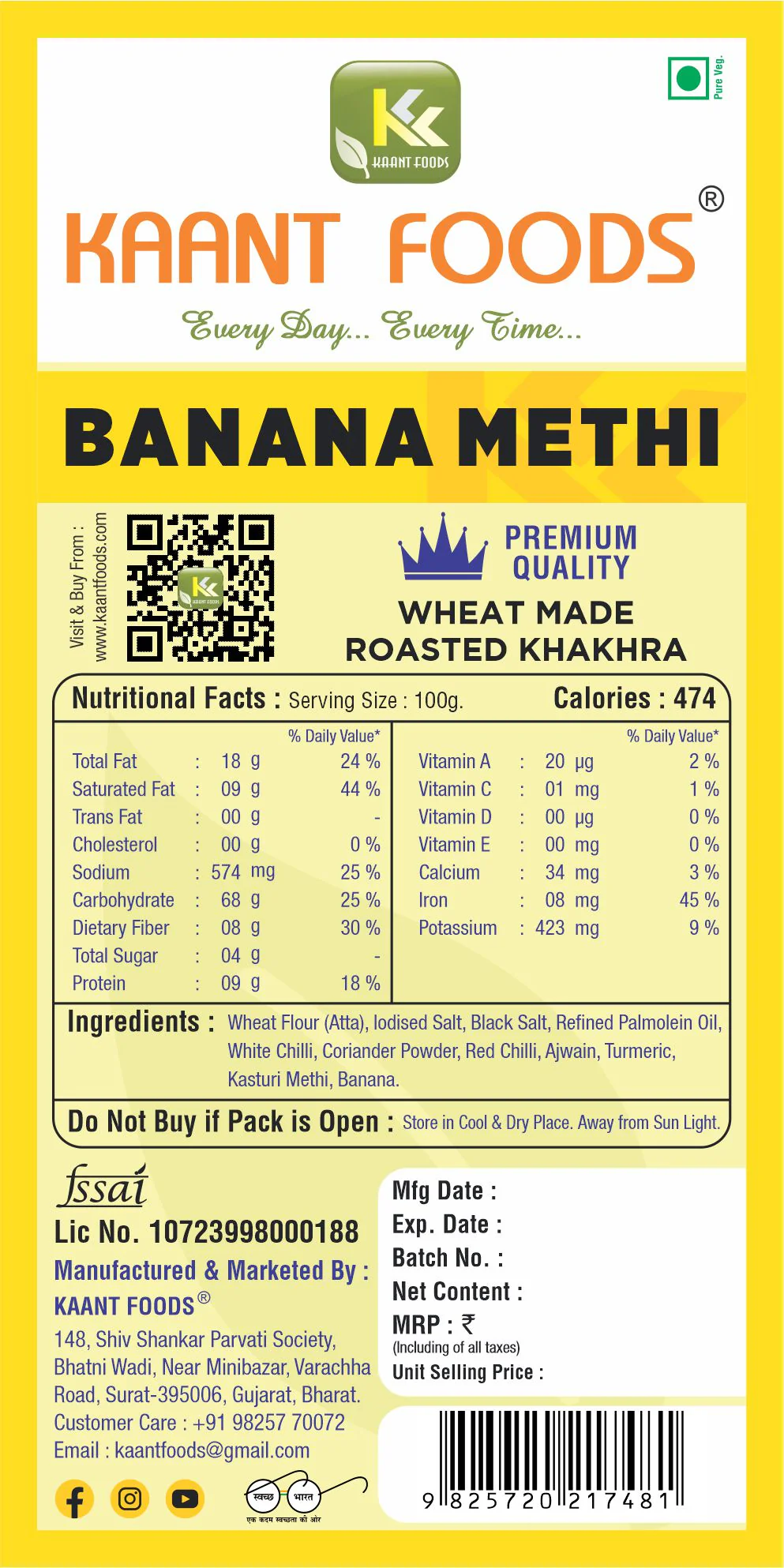 Kaant Foods Banana Methi - Image 2