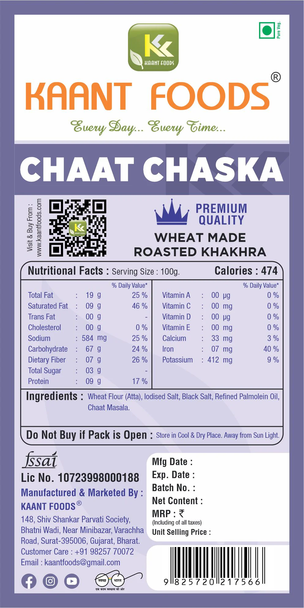 Kaant Foods Chaat Chaska Khakhra - Image 2