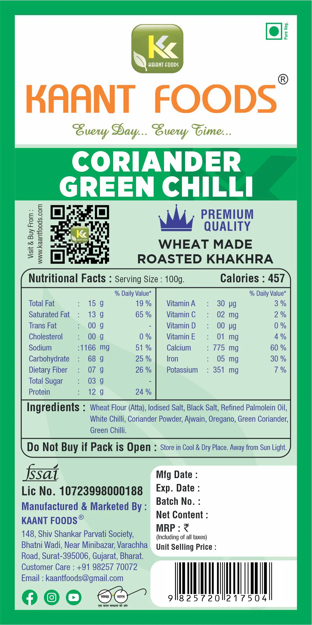 Kaant Foods Coriander Green Chilli - Image 2