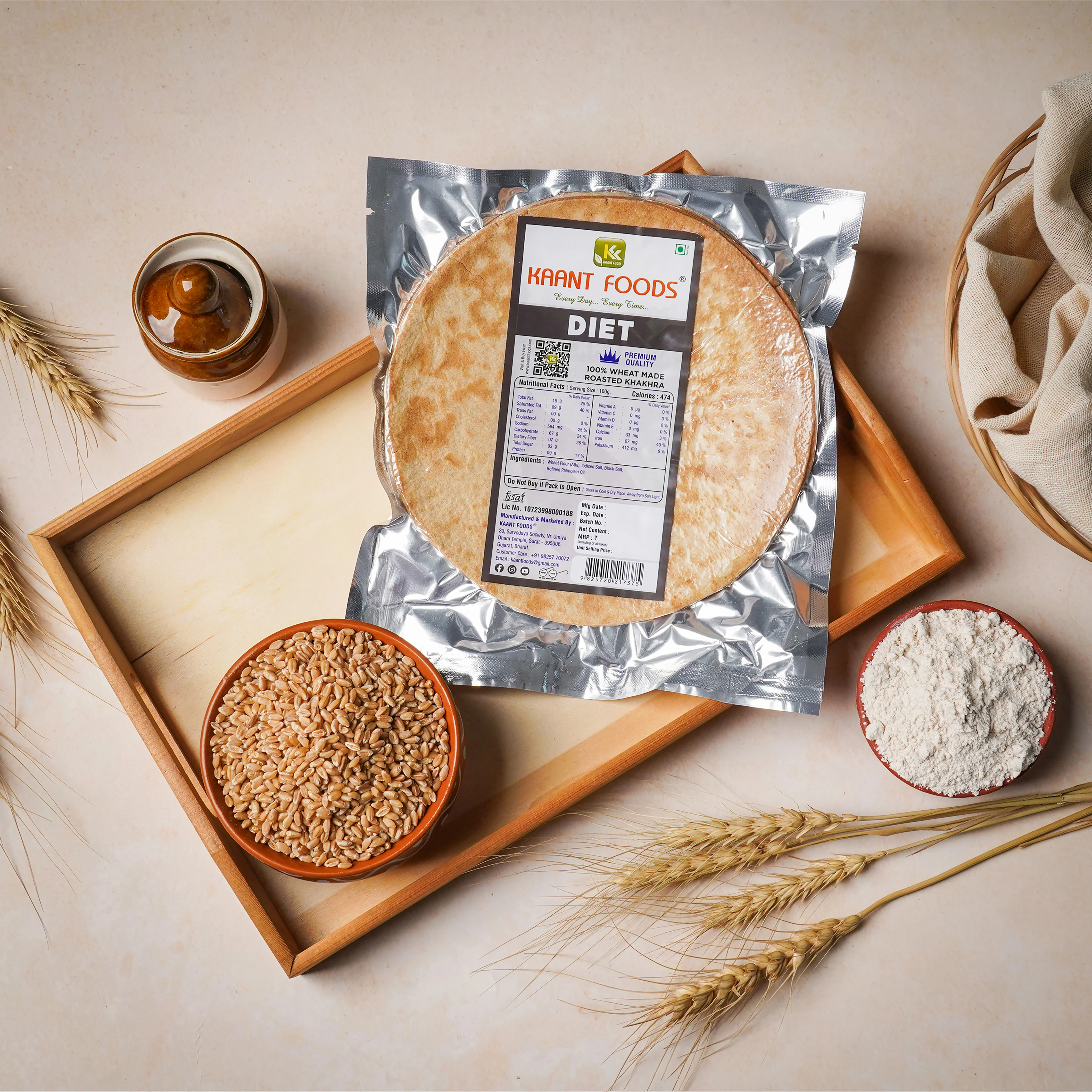 Kaant Foods Diet (Plain) Khakhra Kaant Foods Diet (Plain) Khakhra-Pack Size-200 g