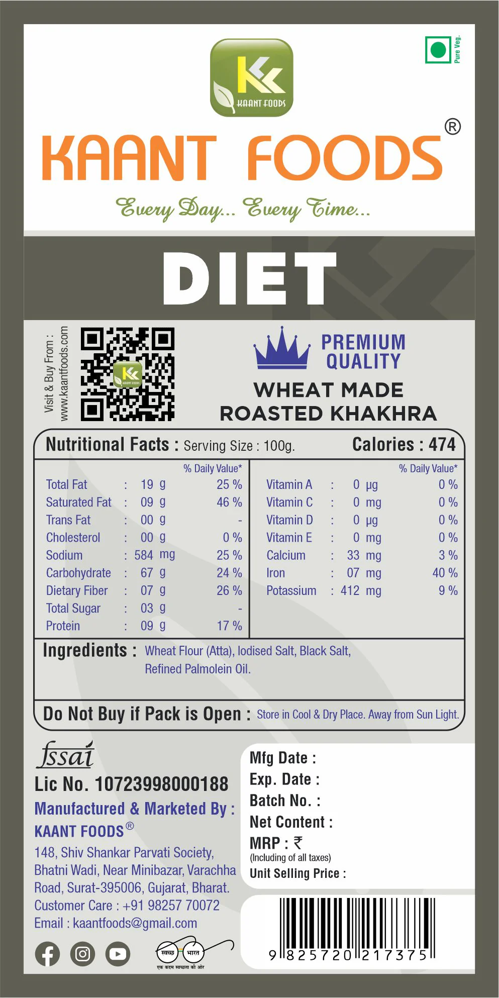 Kaant Foods Diet (Plain) Khakhra - Image 2