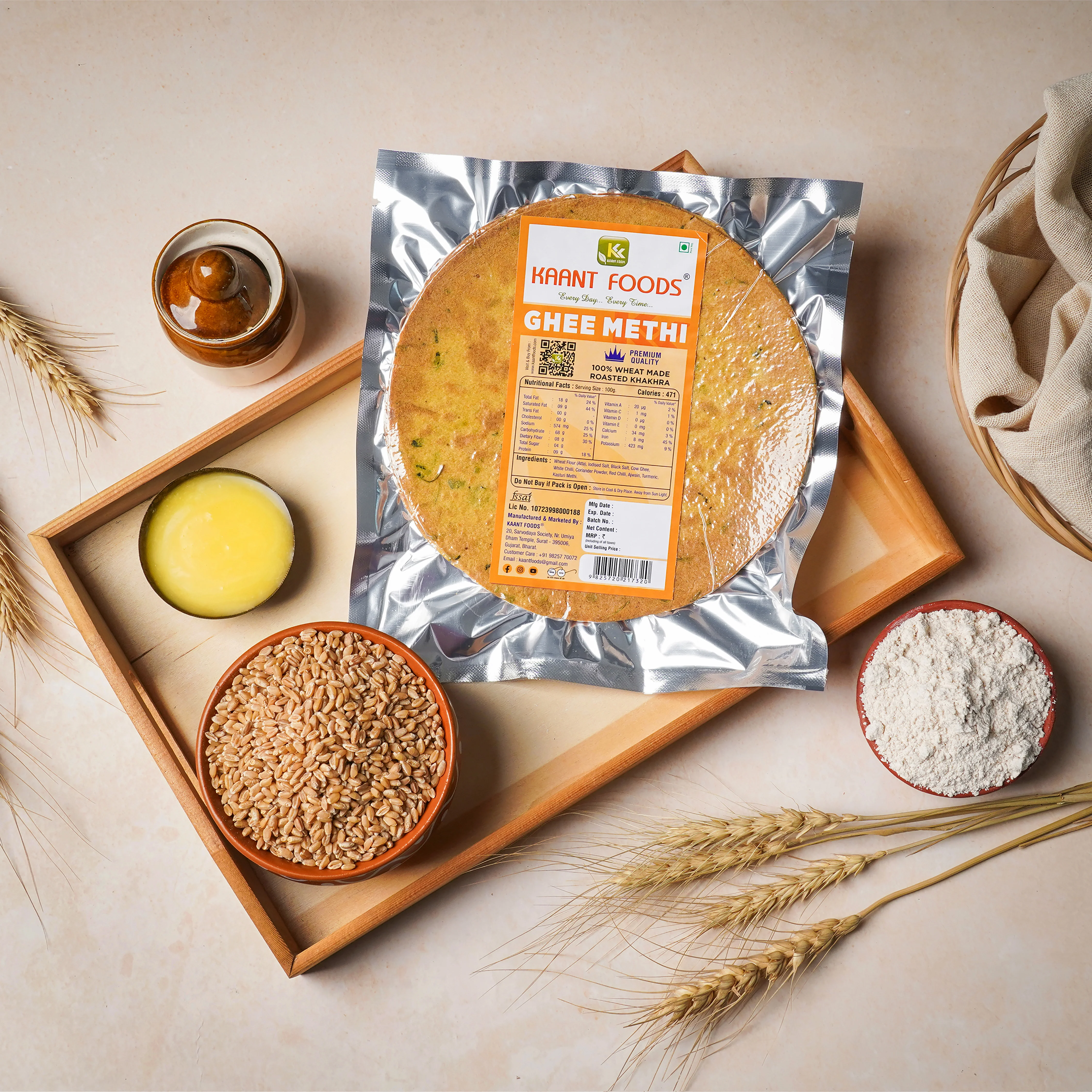 Kaant Foods Ghee Methi Khakhra Kaant Foods Ghee Methi Khakhra-Pack Size-200 g