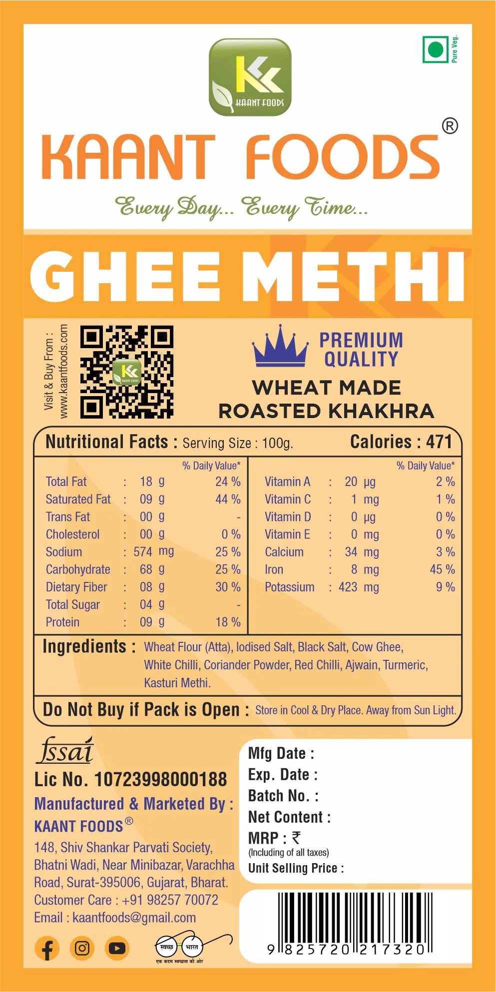 Kaant Foods Ghee Methi Khakhra - Image 2