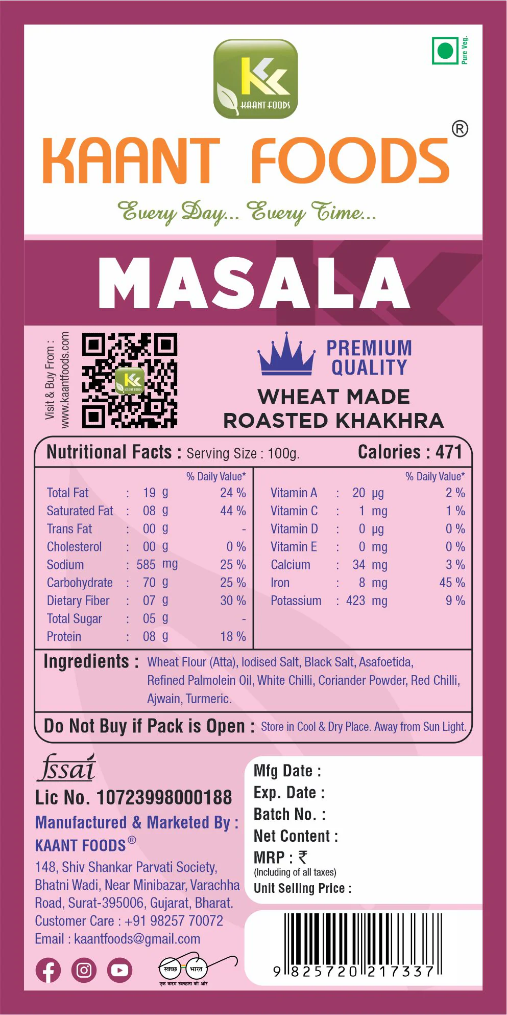 Kaant Foods Masala Khakhra - Image 2