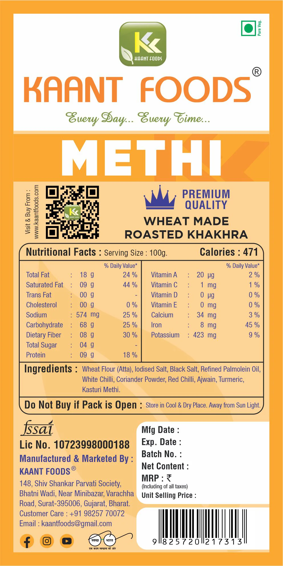 Kaant Foods Methi khakhra - Image 2