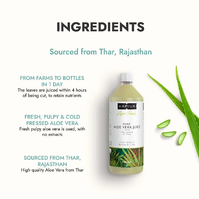 Kapiva Thar Aloe Vera Juice (with Pulp) Rejuvenates Skin and Hair - Image 5