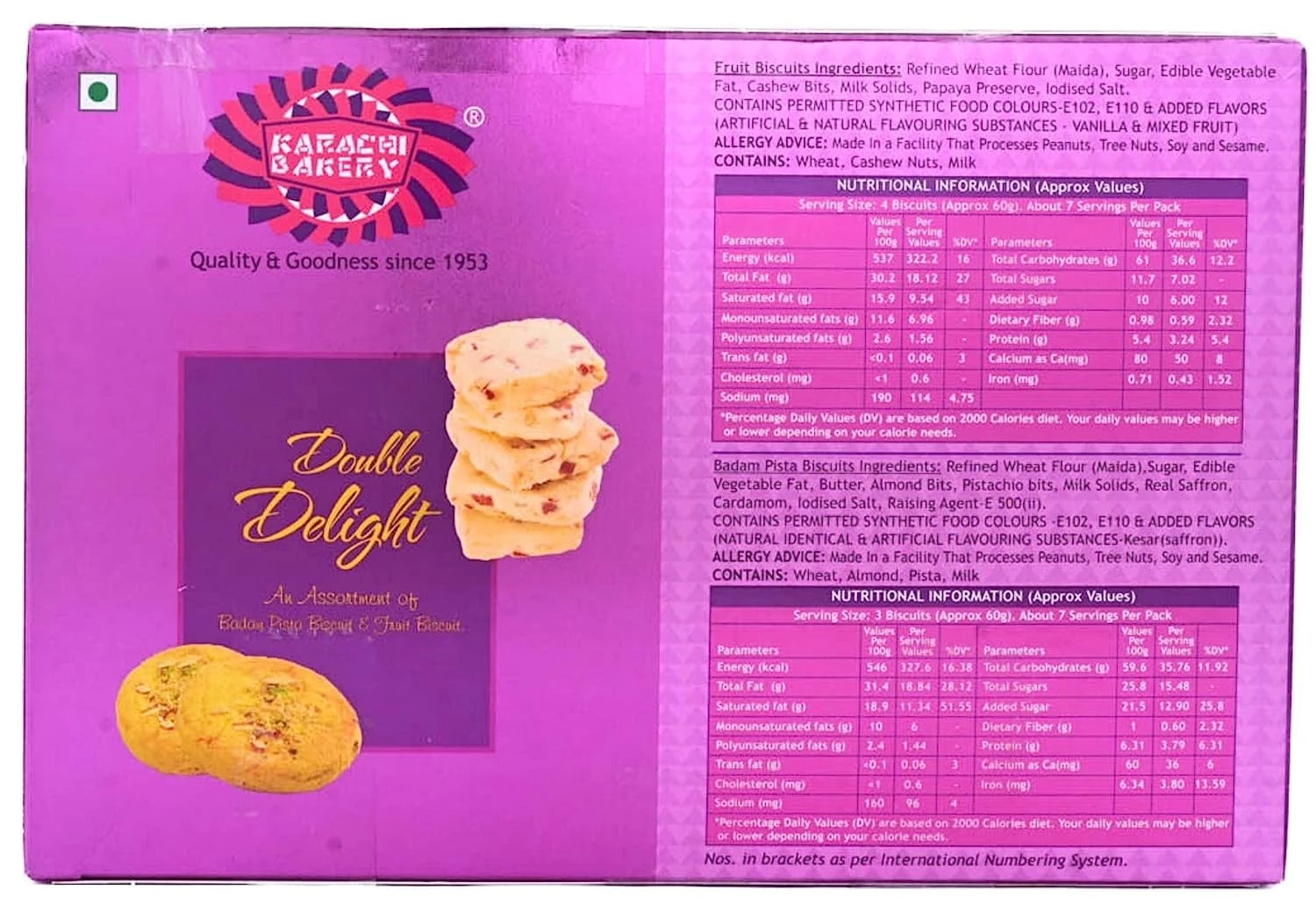 Karachi Bakery Double Delight Fruit Biscuit with Badam and Pista - Image 2