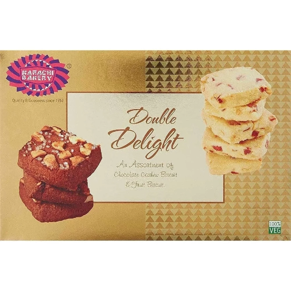Karachi Bakery Double Delight Fruit Biscuit with Chocolate and Cashew - Image 1