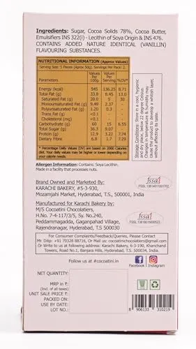 Karachi Bakery Cocoatini 78% Cocoa Dark Chocolate Bar - Image 2