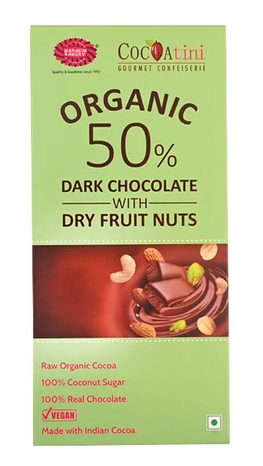 Karachi Bakery Cocoatini Organic 50% Dark Chocolate With Dry Fruit Nuts Bar - Image 1
