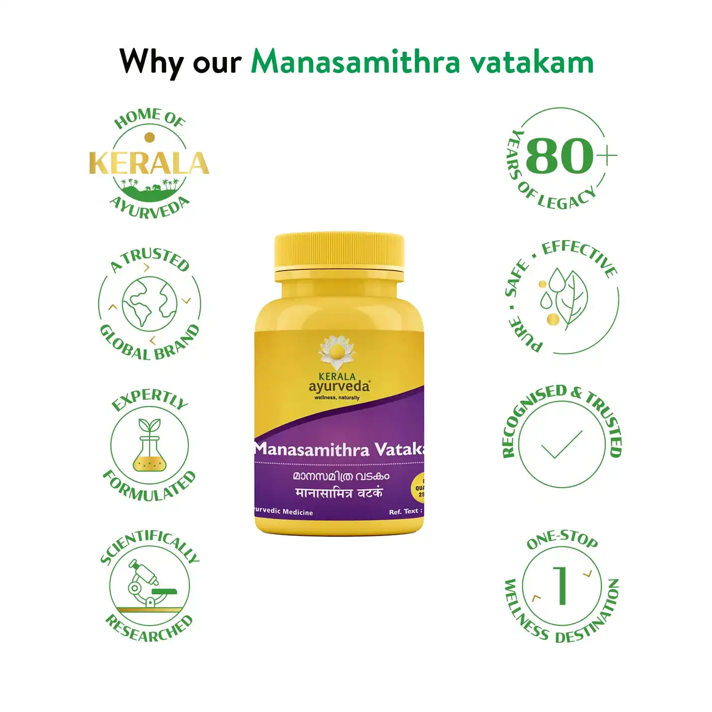 Kerala Ayurveda Manasamithra Vatakam Gulika Tablets - Image 3