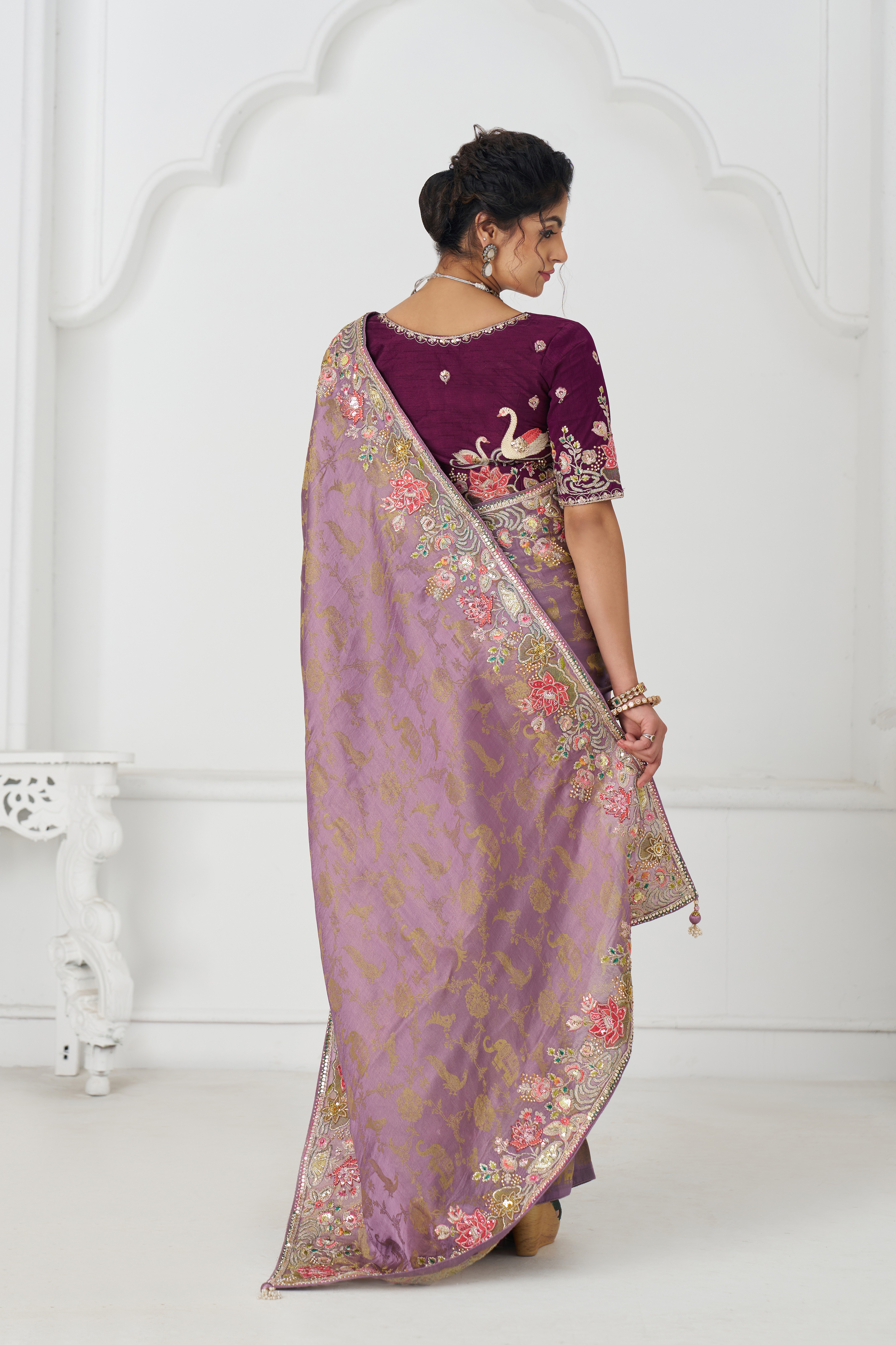 Kesar Fab BloomAura Mauve Silk Saree Kesar Fab BloomAura Mauve Silk Saree-Design No.-KF-112-Mauve