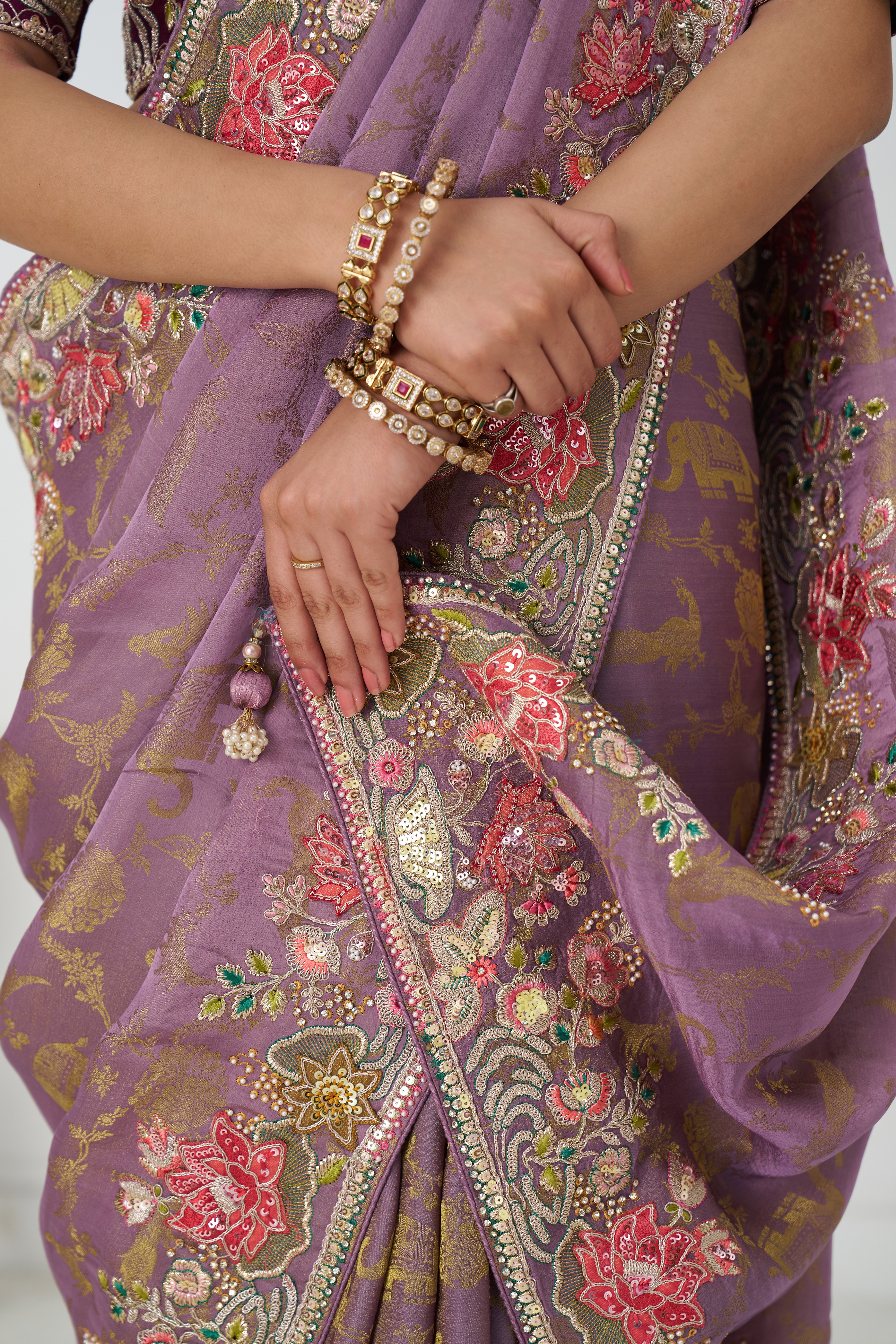 Kesar Fab BloomAura Mauve Silk Saree - Image 5