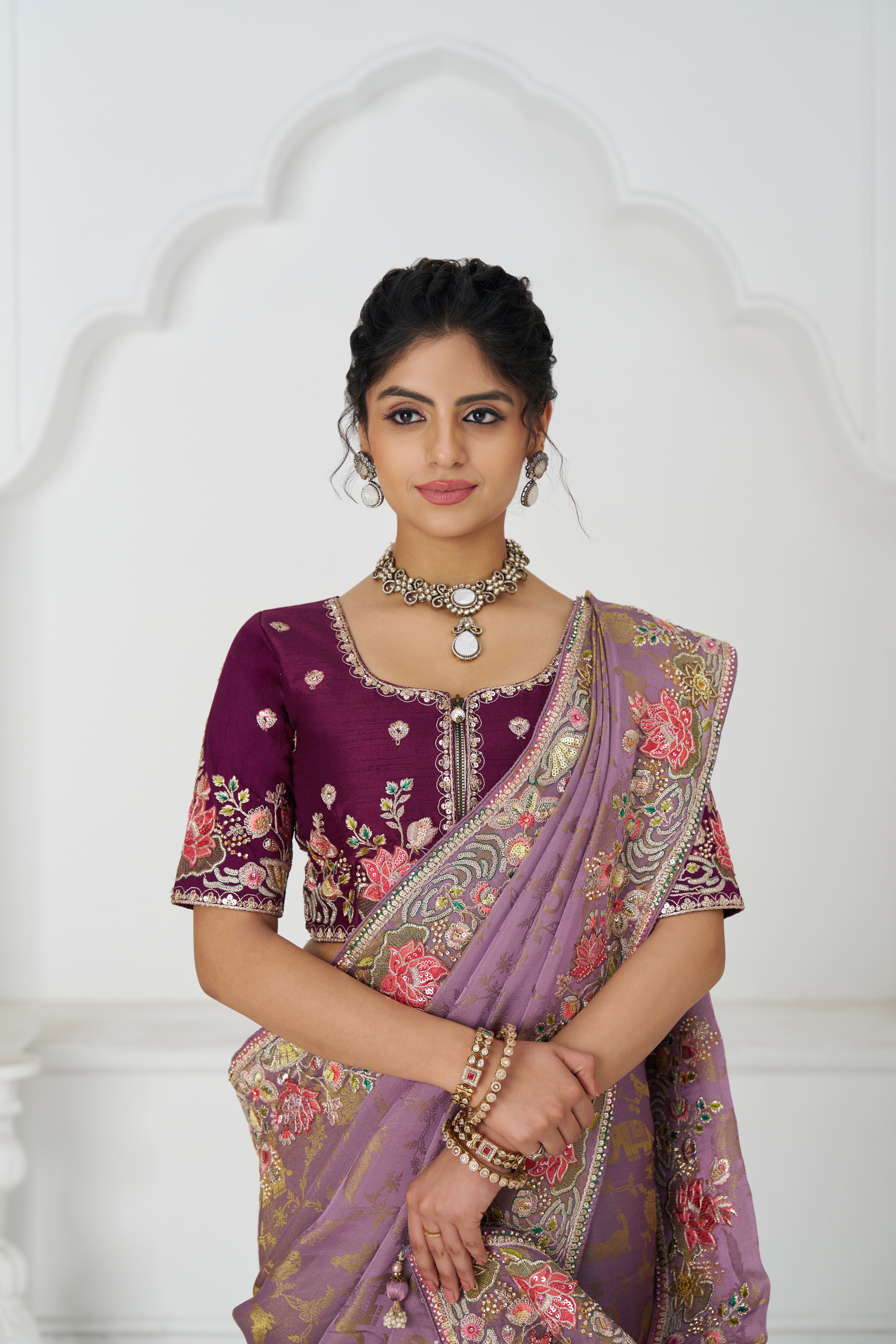 Kesar Fab BloomAura Mauve Silk Saree - Image 6