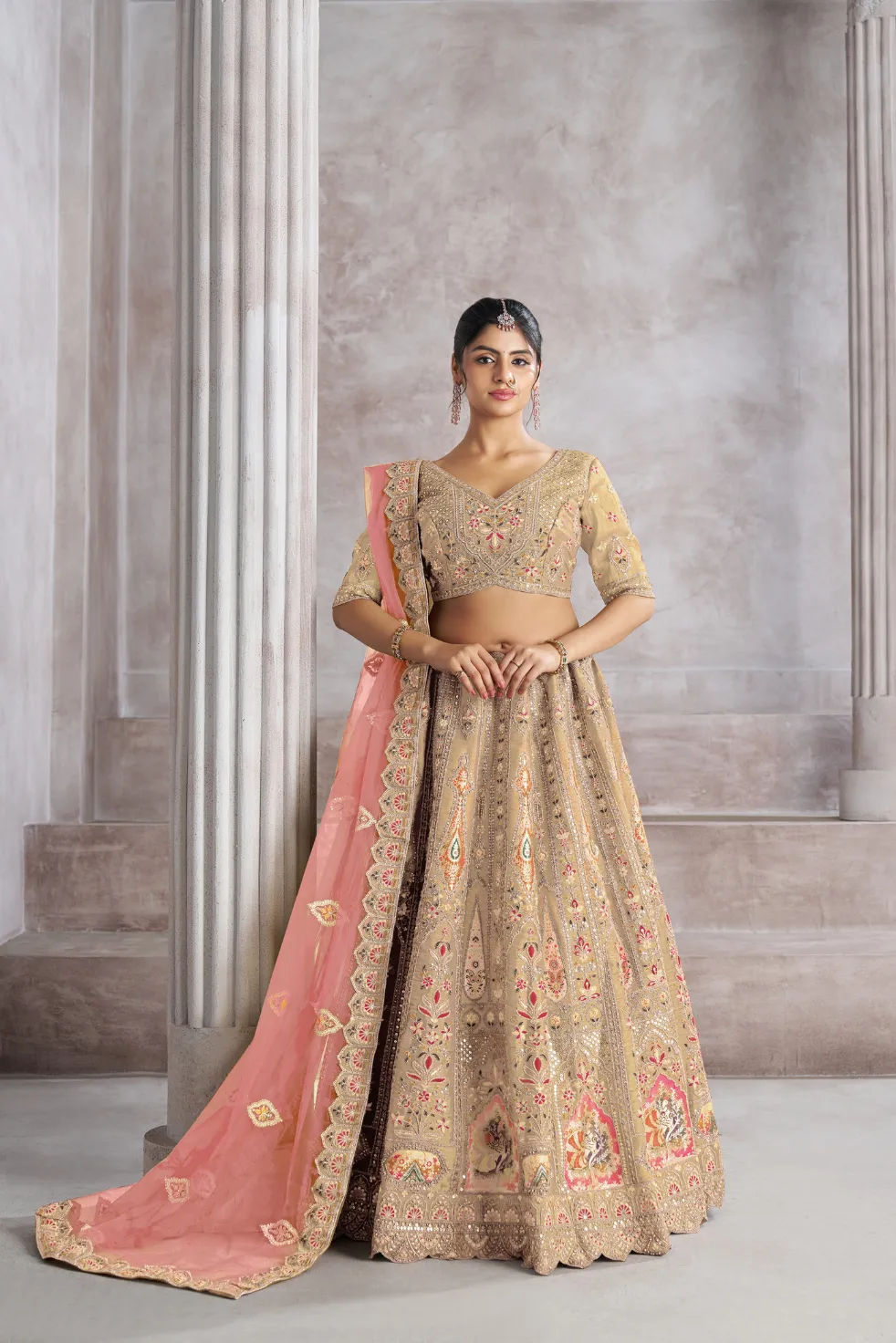 Kesar-Fab-Chiku-Elegance-Lehenga-Choli-KF-32-Chiku-1.webp