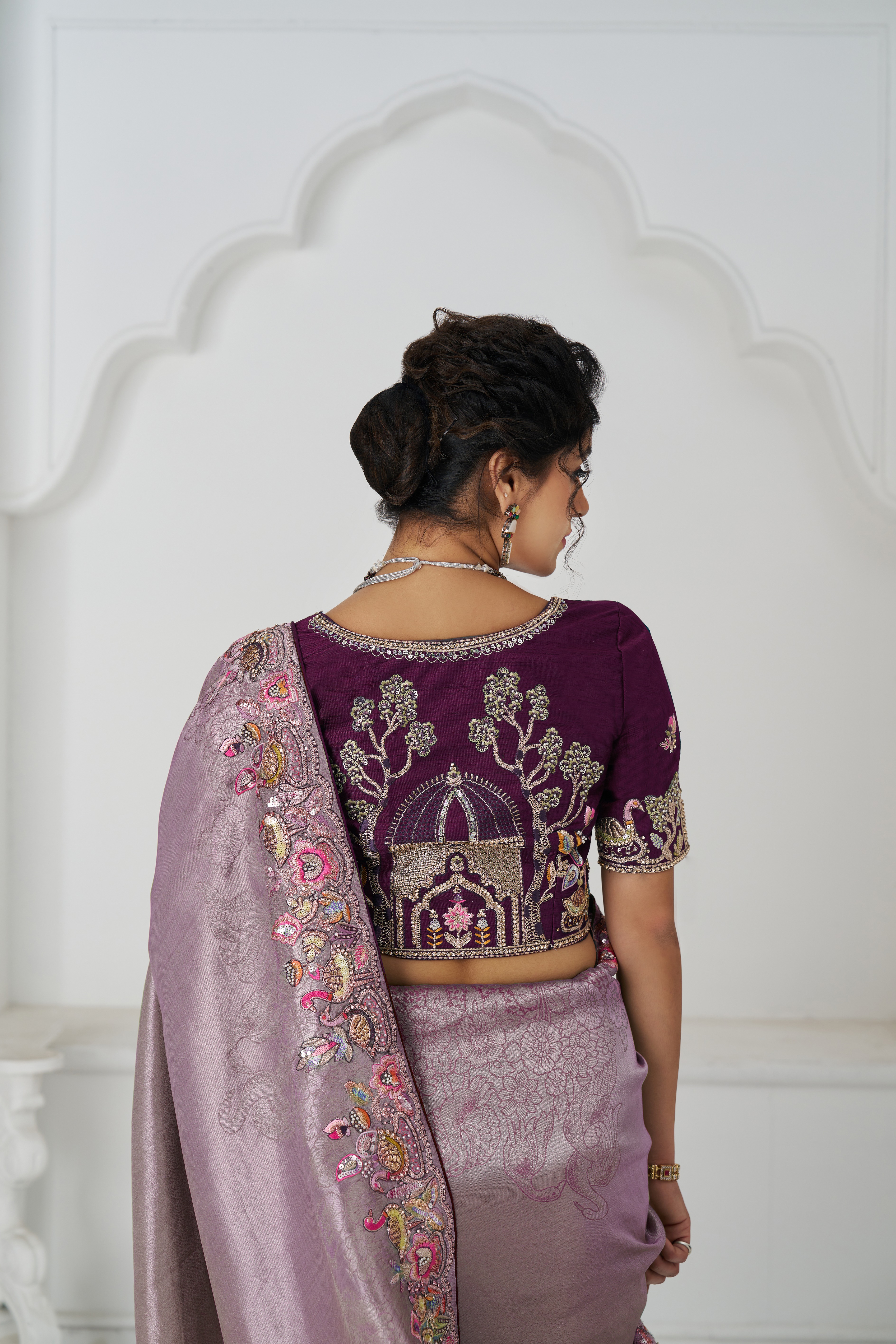 Kesar Fab Enchanté Mauve - Dola Viscose Silk Embroidered Saree - Image 4