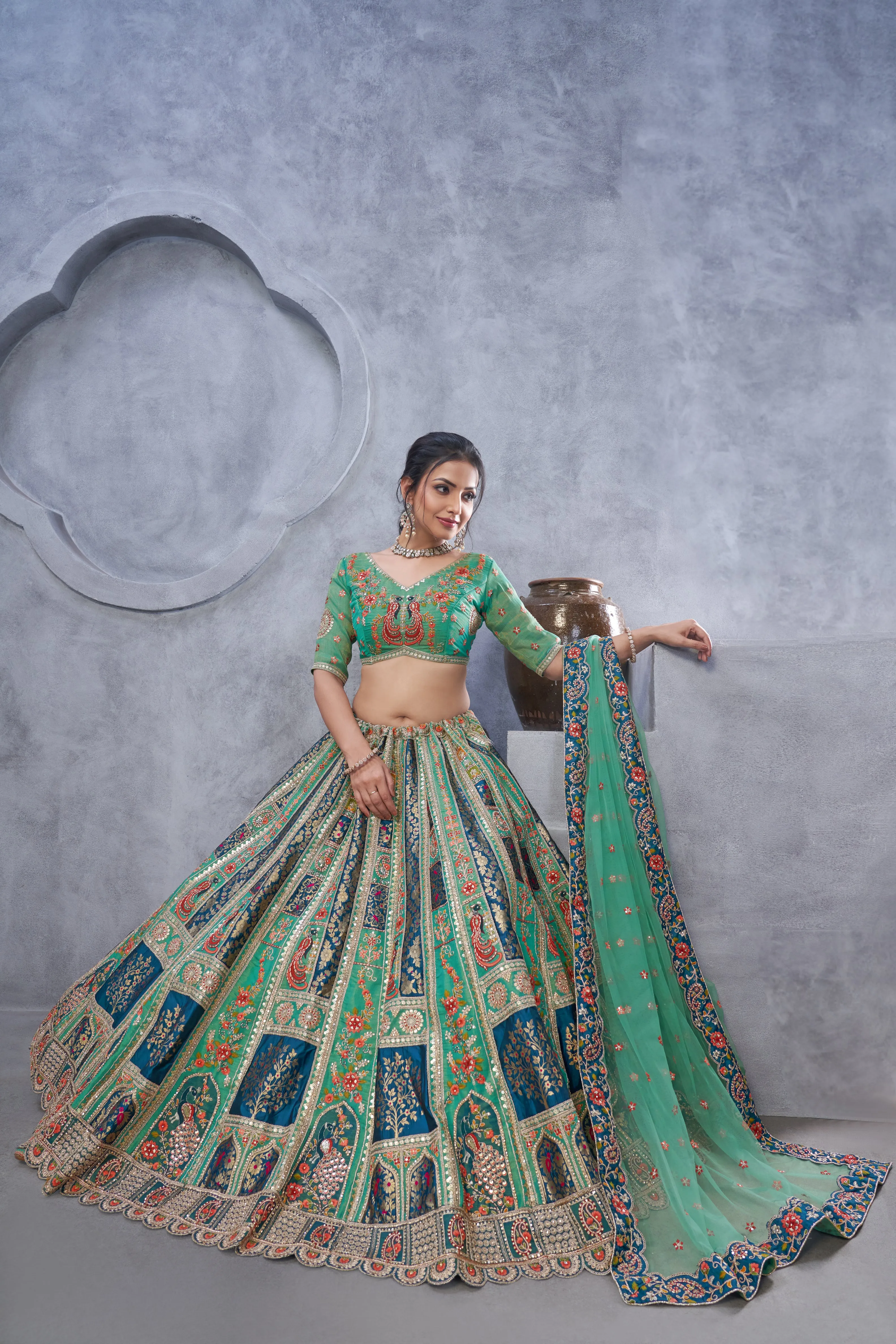 Kesar Fab Graceful Bagh Green Lehenga Choli - Image 4