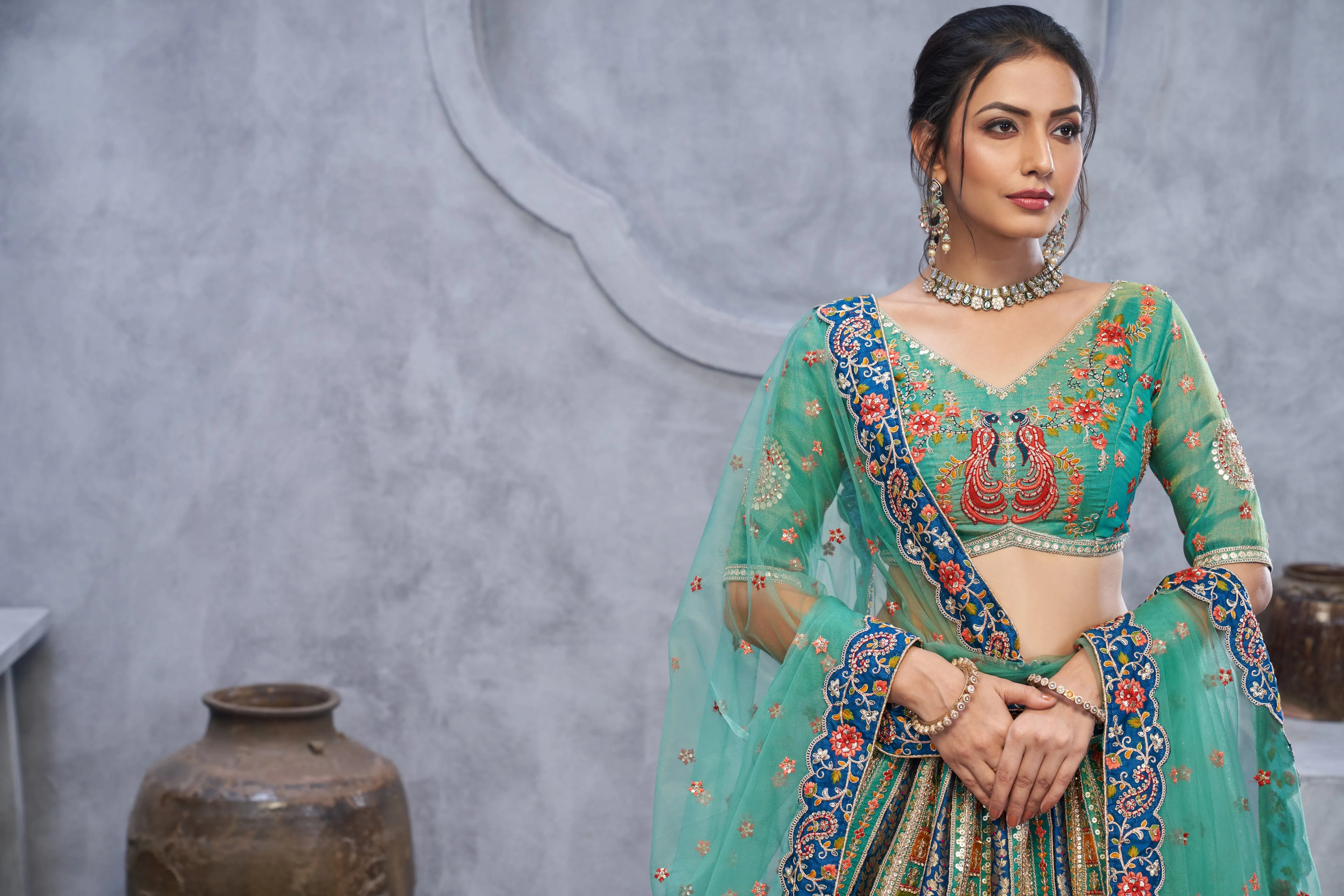 Kesar Fab Graceful Bagh Green Lehenga Choli - Image 5