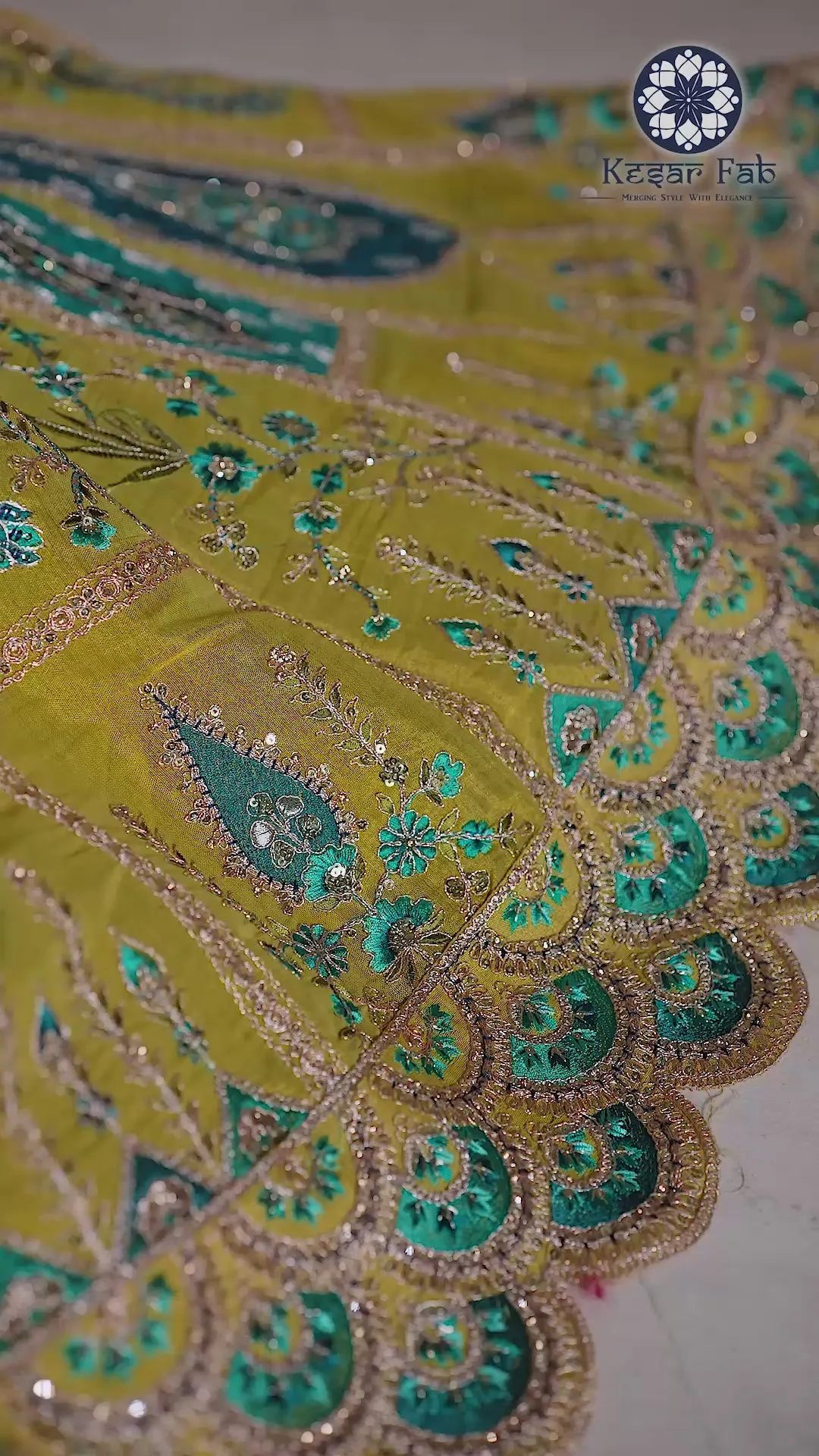Kesar Fab Majestic Peacock Yellow Lehenga Choli - Image 5