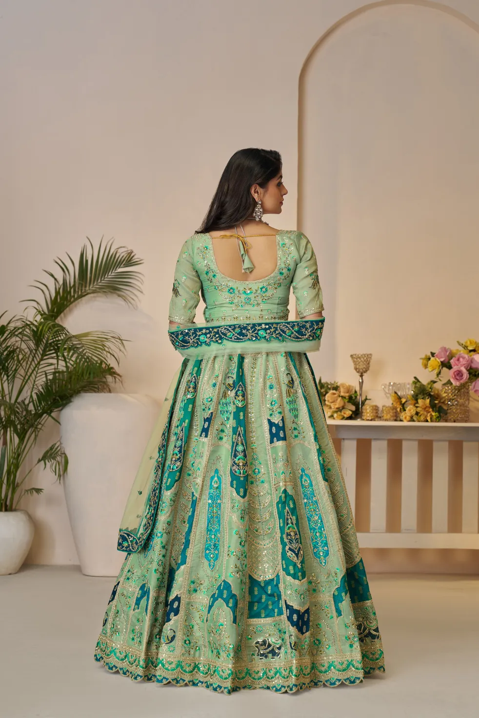 Kesar Fab Rajsi Haathi Green Elegance Lehenga - Image 2