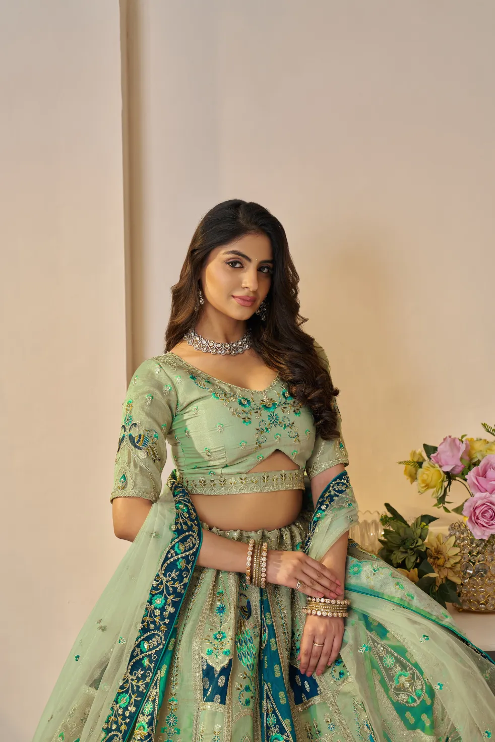 Kesar Fab Rajsi Haathi Green Elegance Lehenga - Image 3