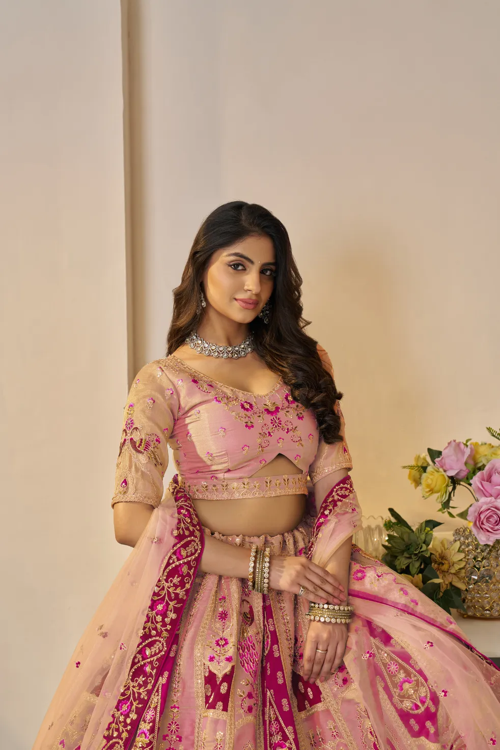 Kesar Fab Rajsi Haathi Orange Banarasi Lehenga Choli - Image 4