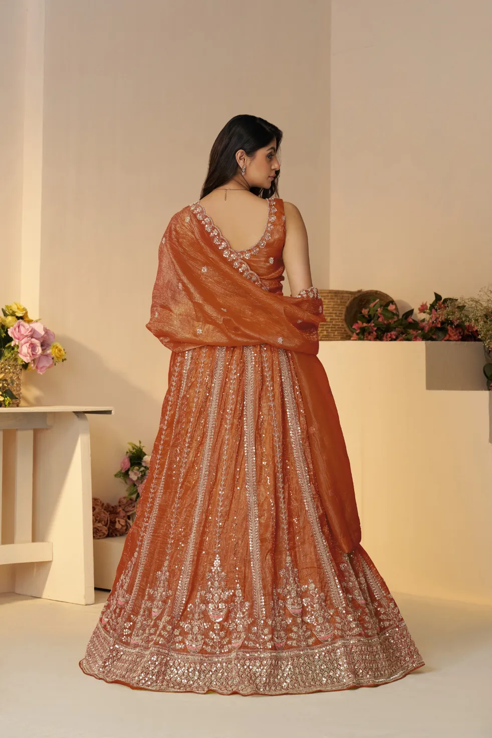 Kesar Fab RegalRust Rustic Orange Bridal Lehenga Choli - Image 2