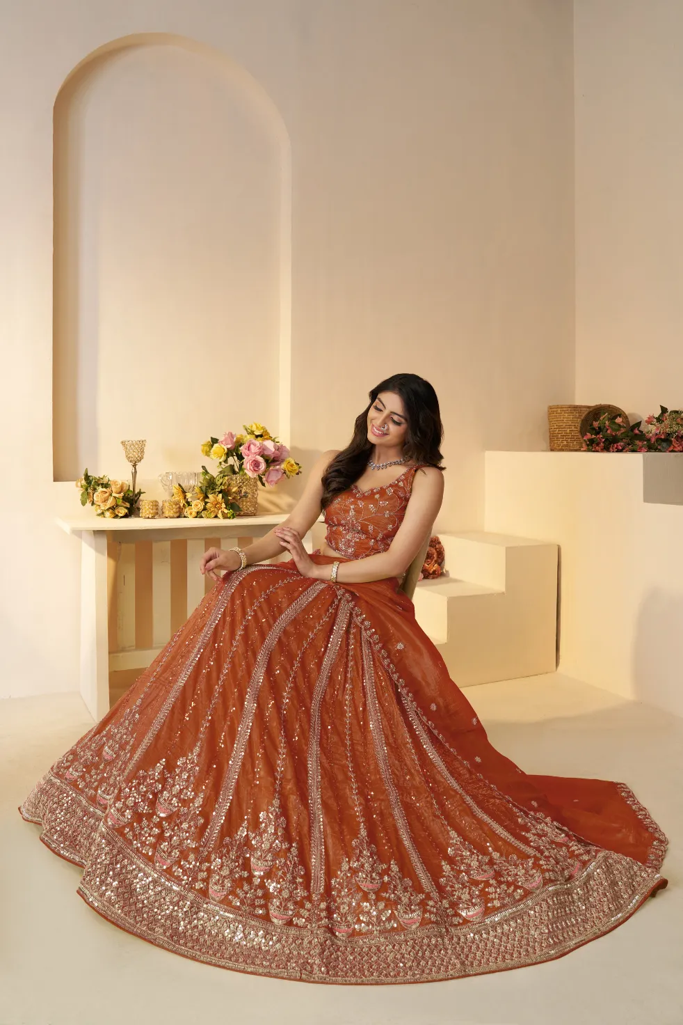 Kesar Fab RegalRust Rustic Orange Bridal Lehenga Choli - Image 3