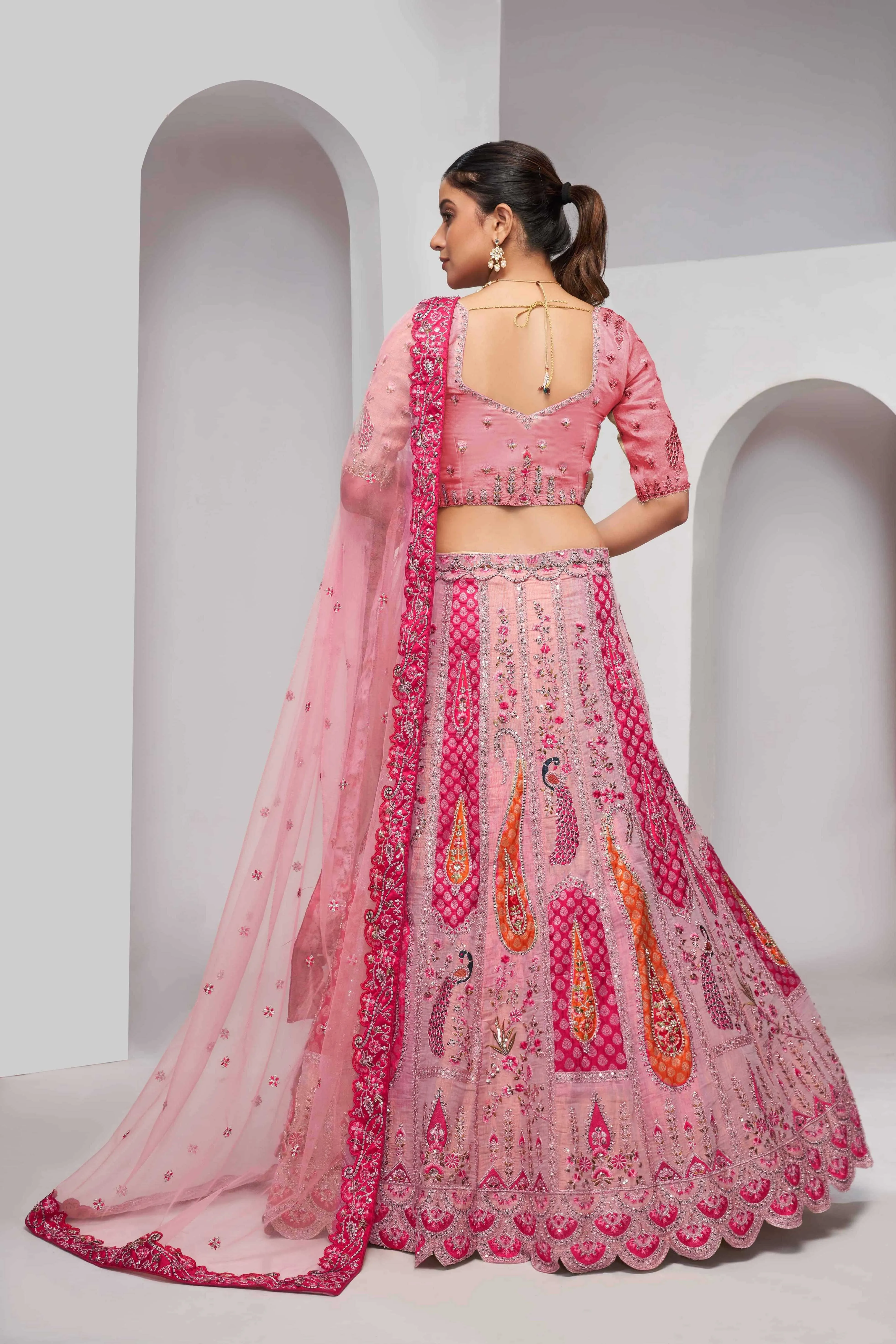 Kesar Fab Royal Flamingo Banarasi Lehenga - Image 2