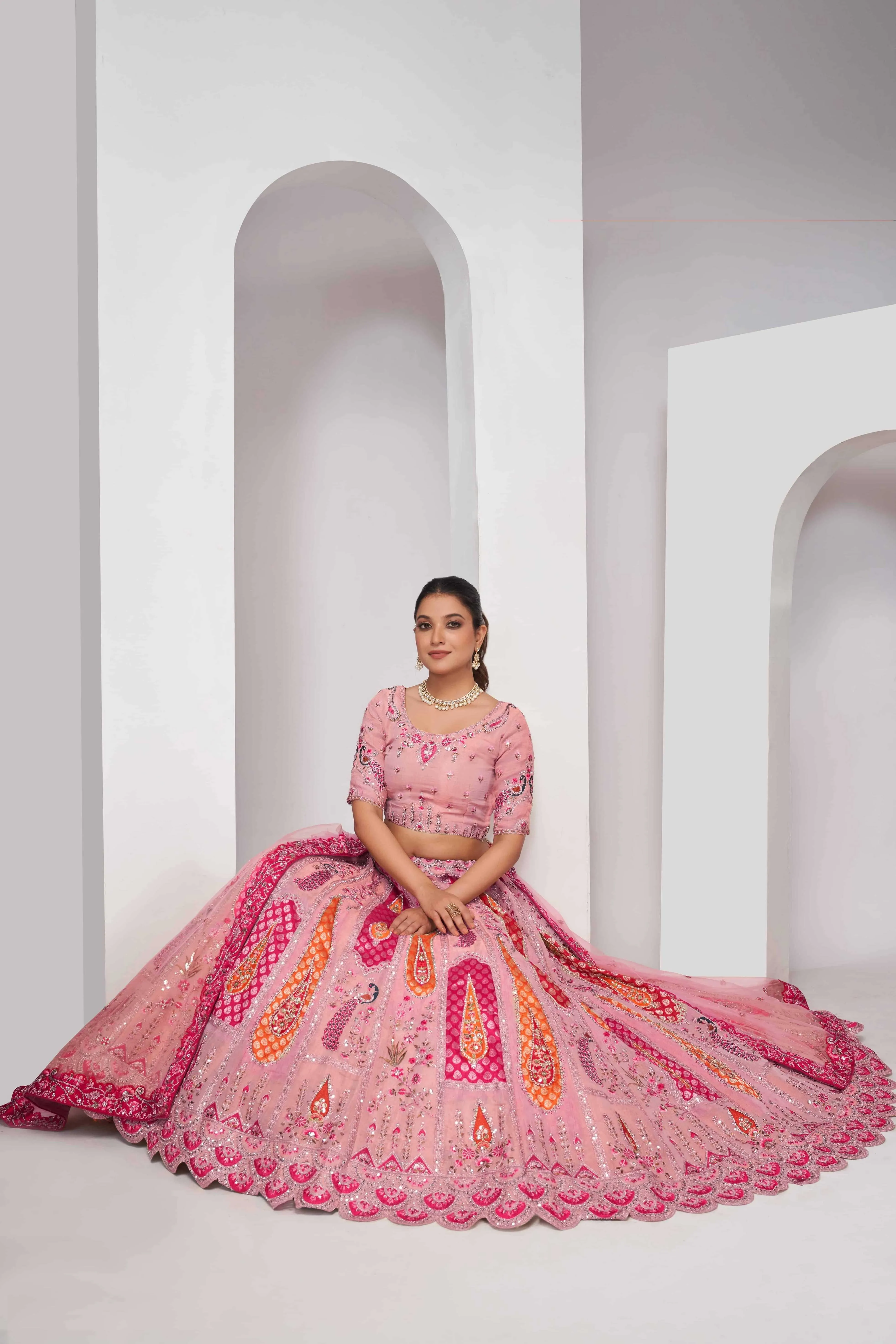 Kesar Fab Royal Flamingo Banarasi Lehenga - Image 3