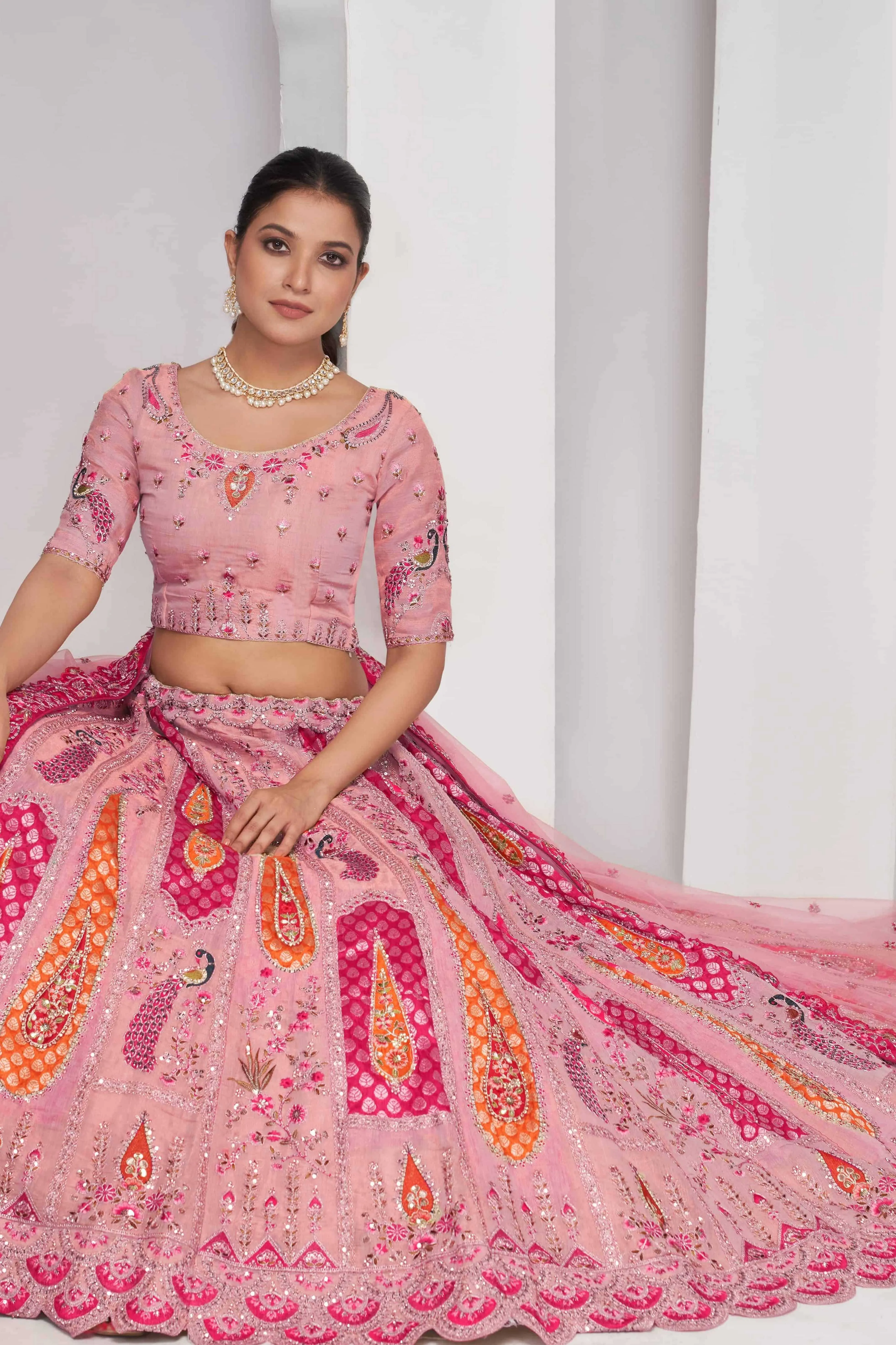 Kesar Fab Royal Flamingo Banarasi Lehenga - Image 4