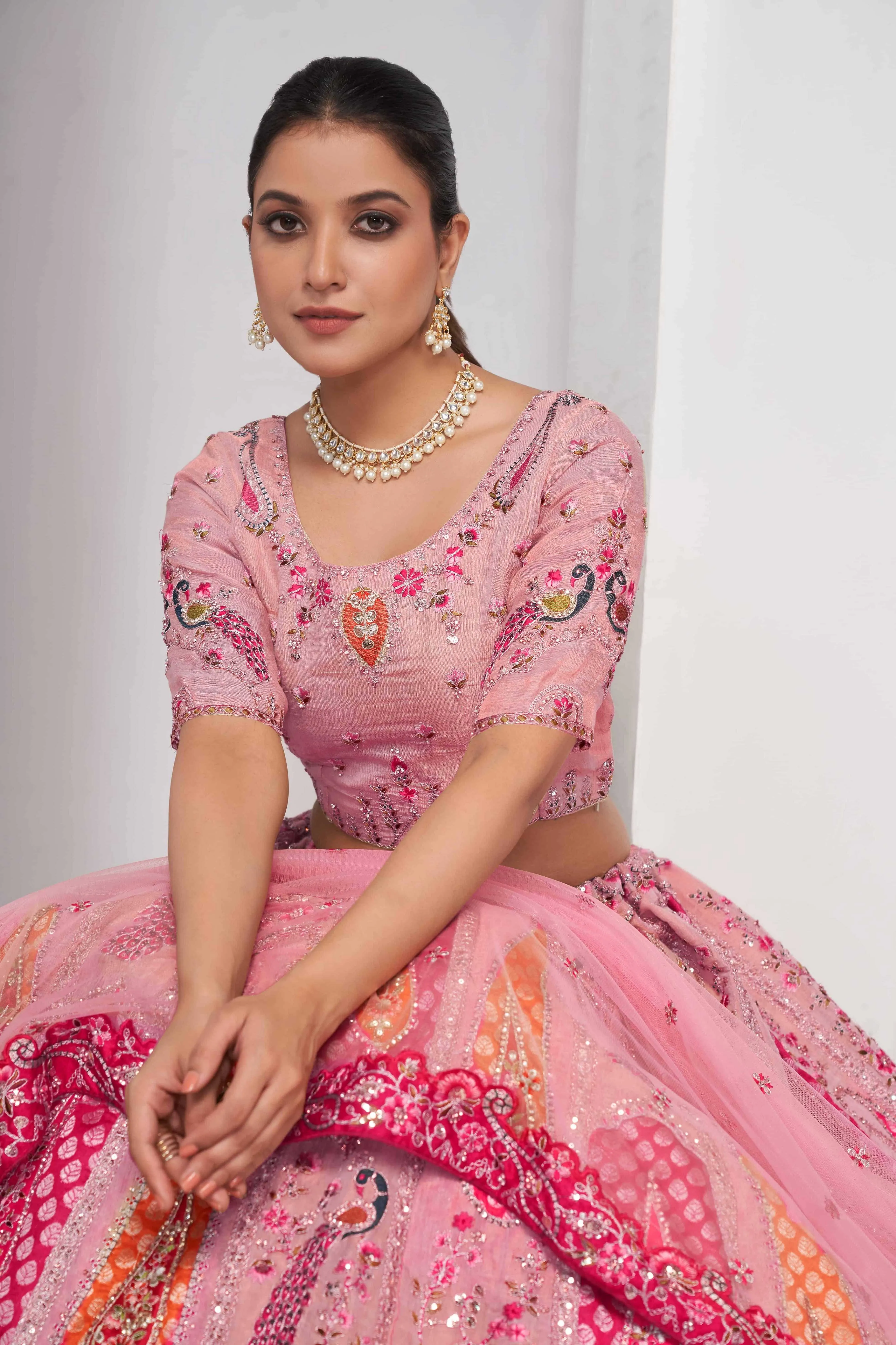 Kesar Fab Royal Flamingo Banarasi Lehenga - Image 5