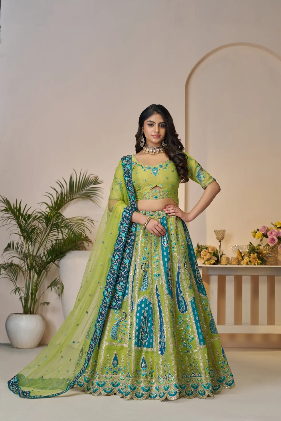 Kesar Fab Royal Grandeur Purple Banarasi Lehenga Choli Kesar Fab Royal Grandeur Purple Banarasi Lehenga Choli-Design No.-KF-484-Green