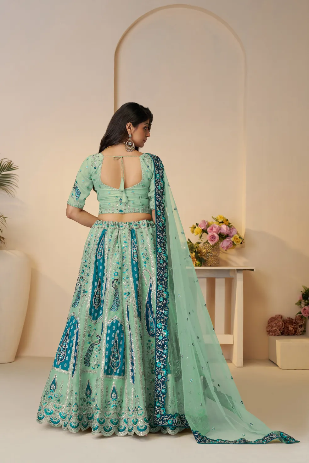 Kesar Fab Royal Grandeur Sky Blue Bridal Lehenga - Image 2