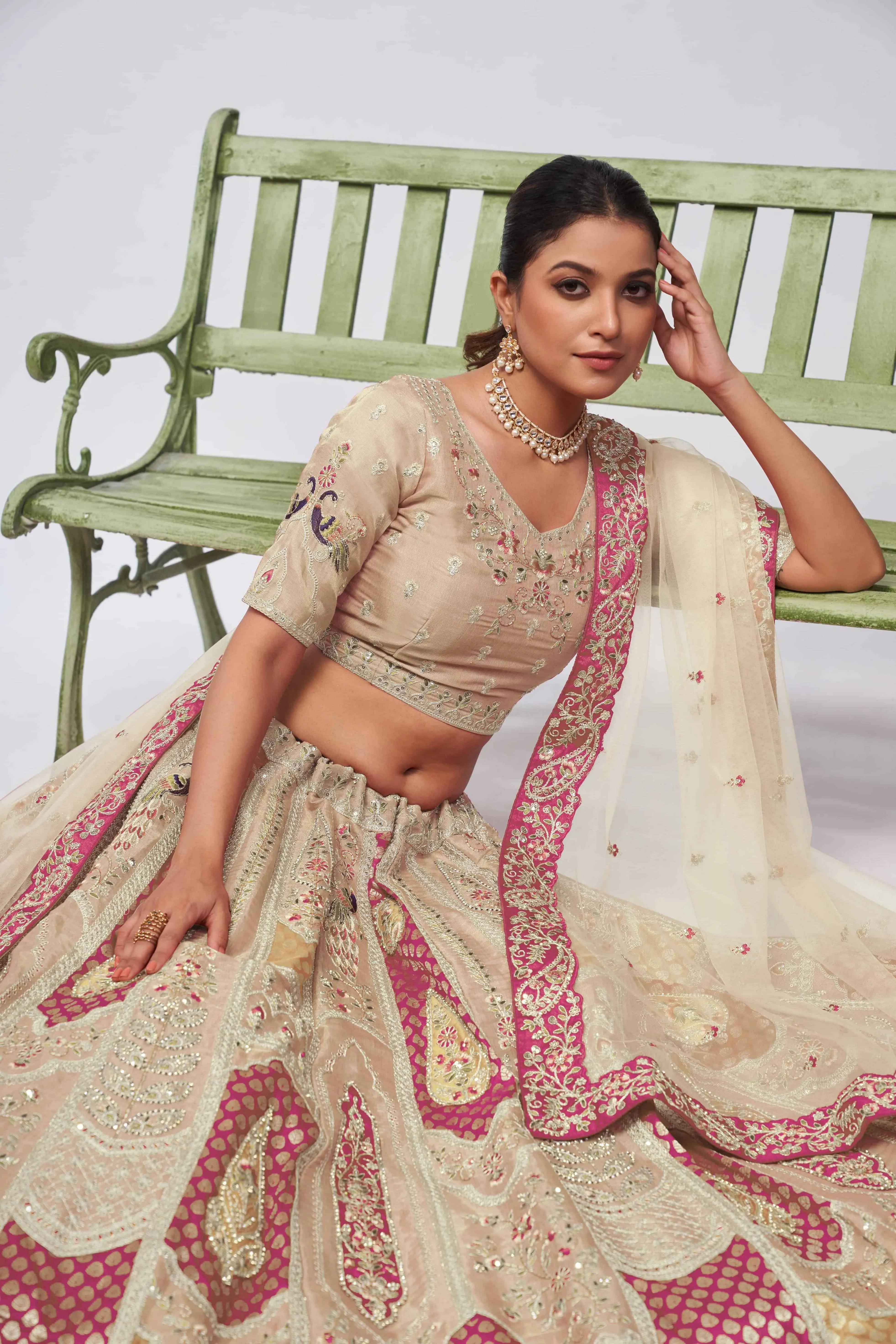 Kesar Fab Royal Ivory Peacock Lehenga Choli - Image 2