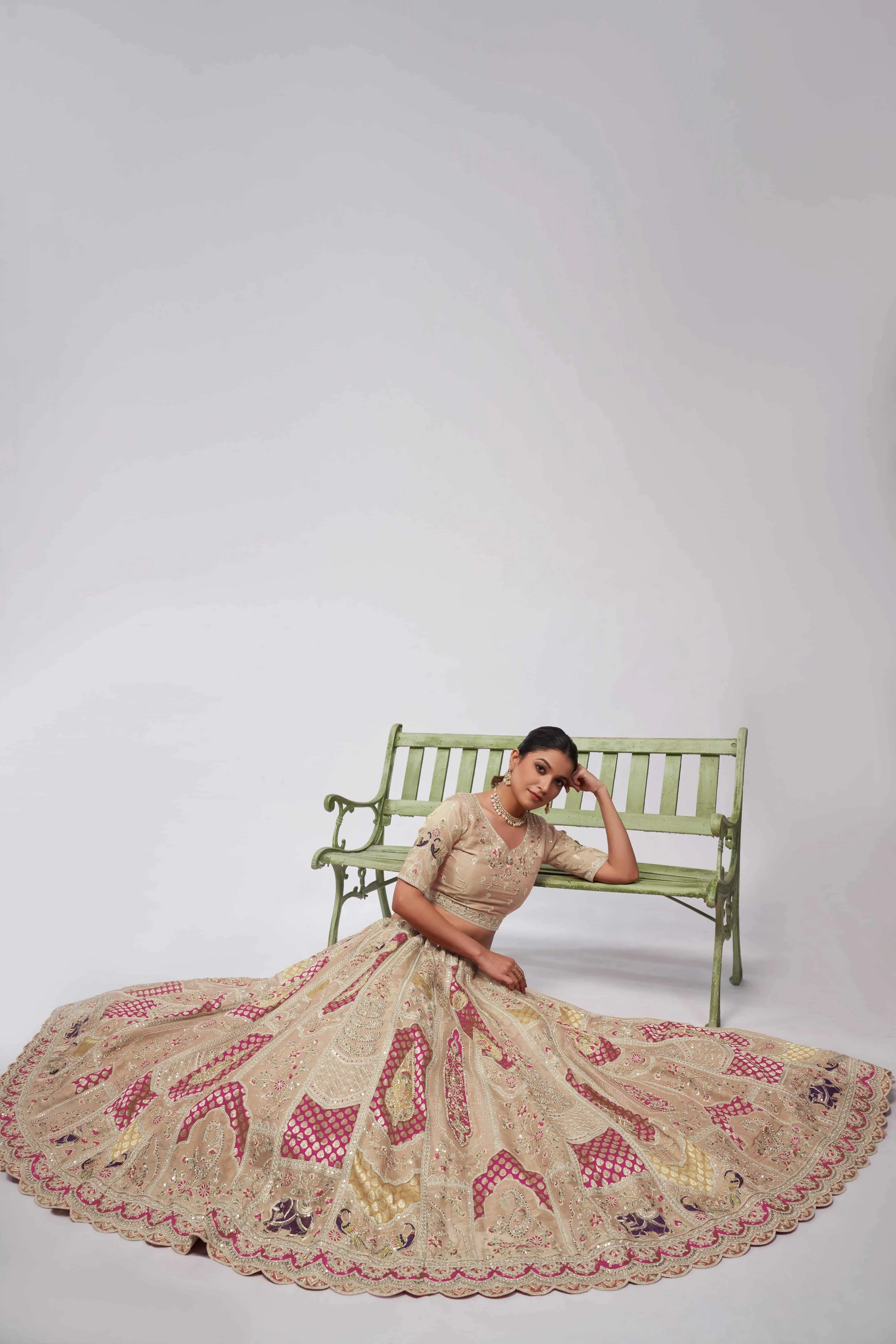 Kesar Fab Royal Ivory Peacock Lehenga Choli - Image 4