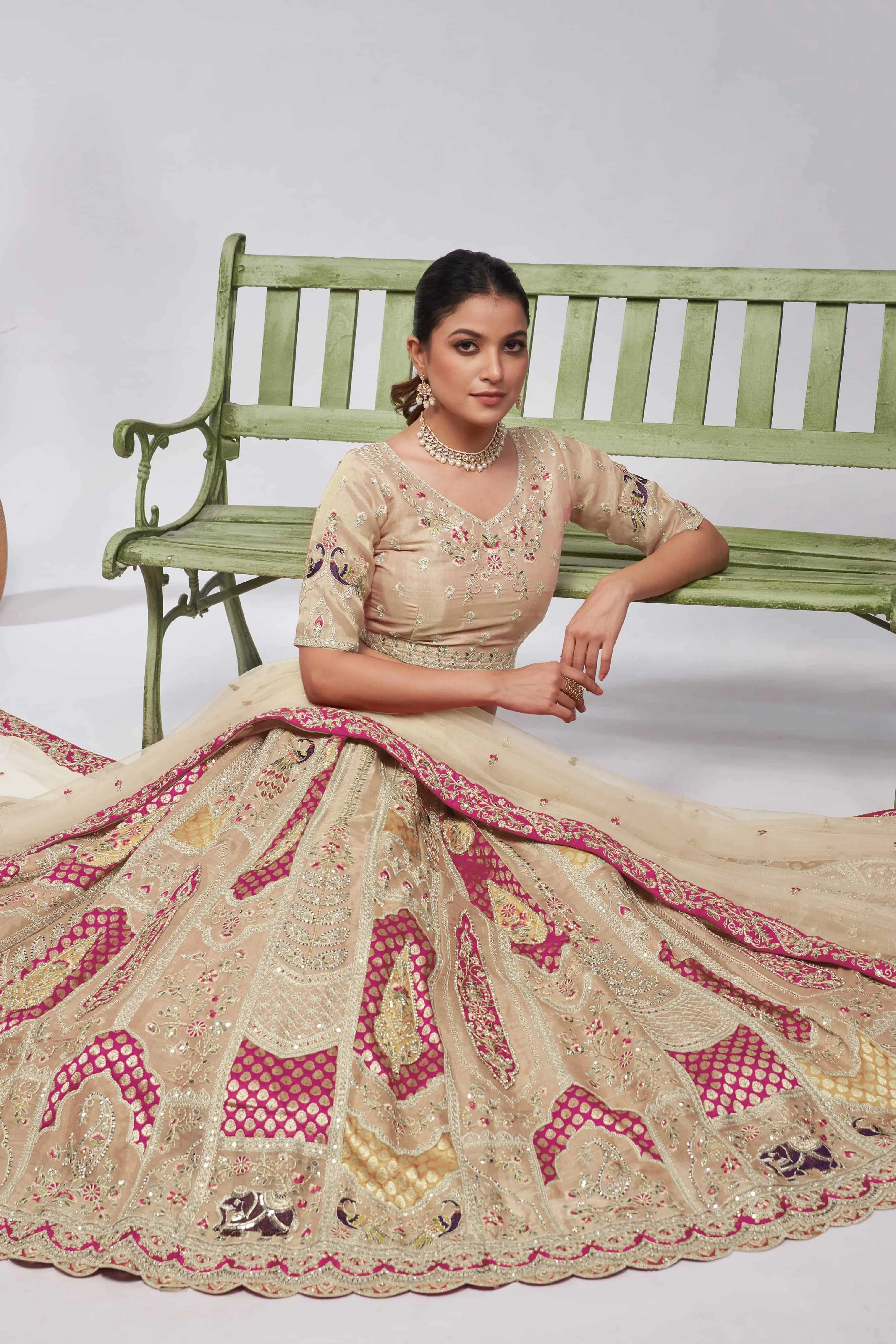 Kesar Fab Royal Ivory Peacock Lehenga Choli - Image 5