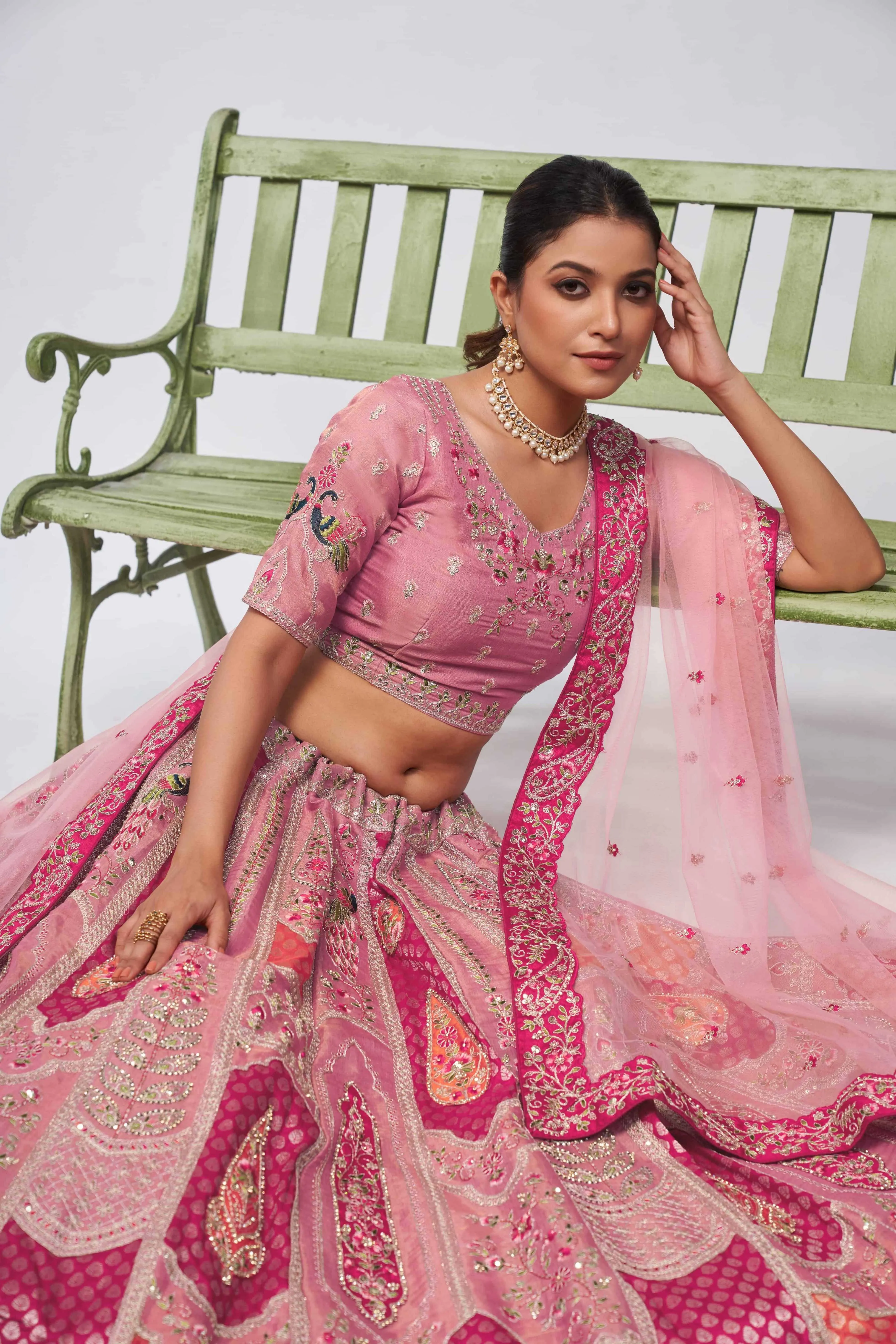 Kesar Fab Royal Paisley Pink Lehenga Choli - Image 2