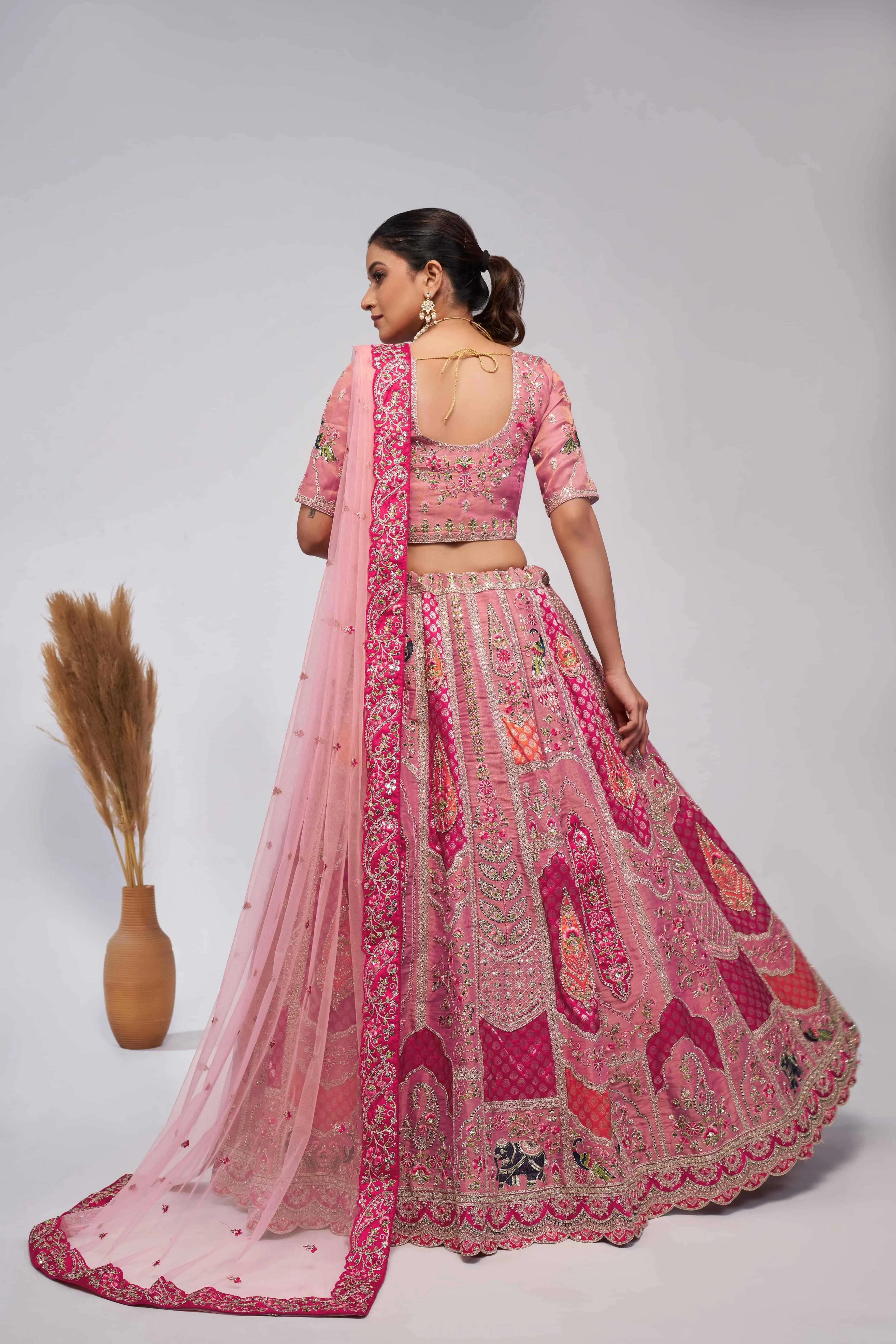 Kesar Fab Royal Paisley Pink Lehenga Choli - Image 3