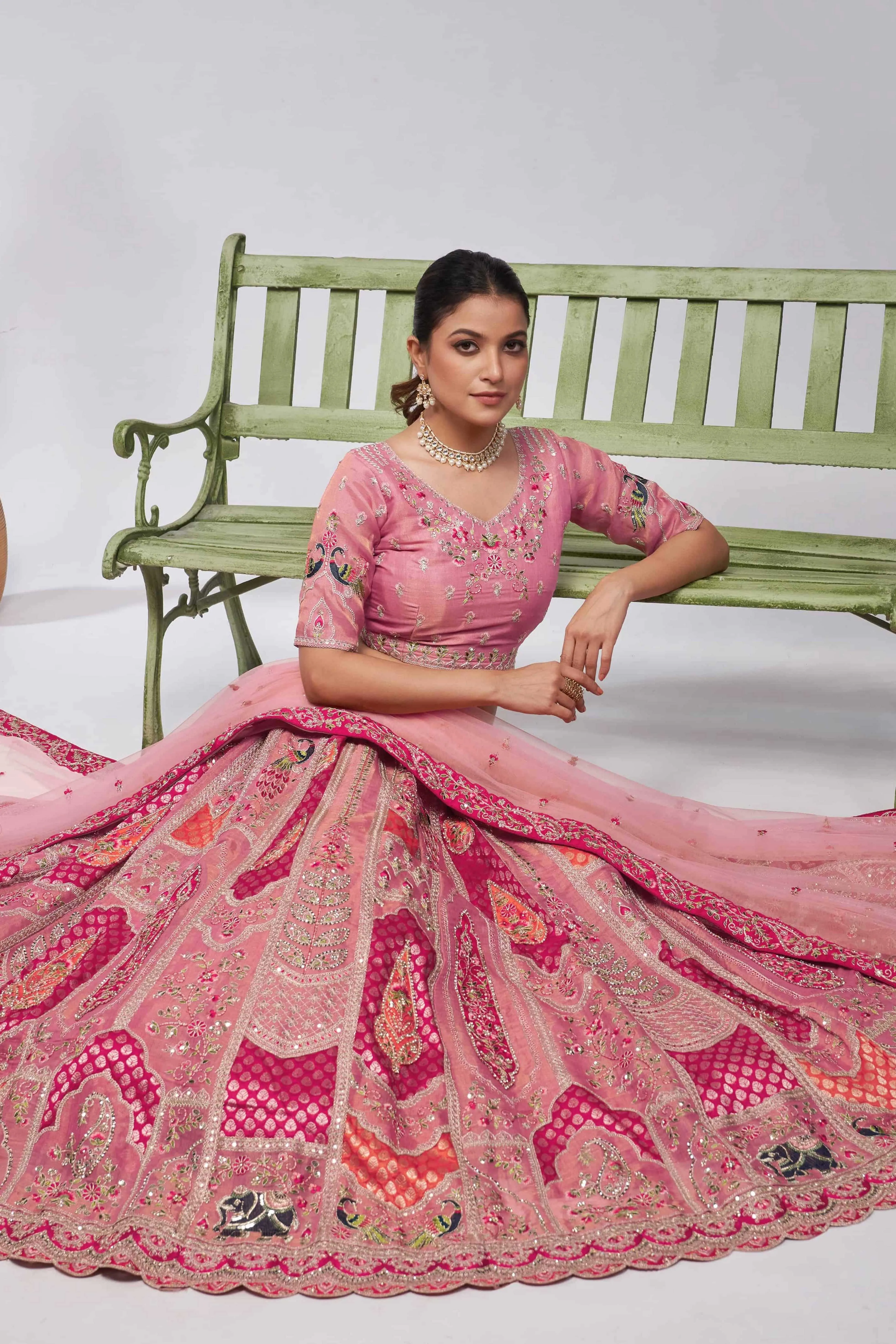 Kesar Fab Royal Paisley Pink Lehenga Choli - Image 4