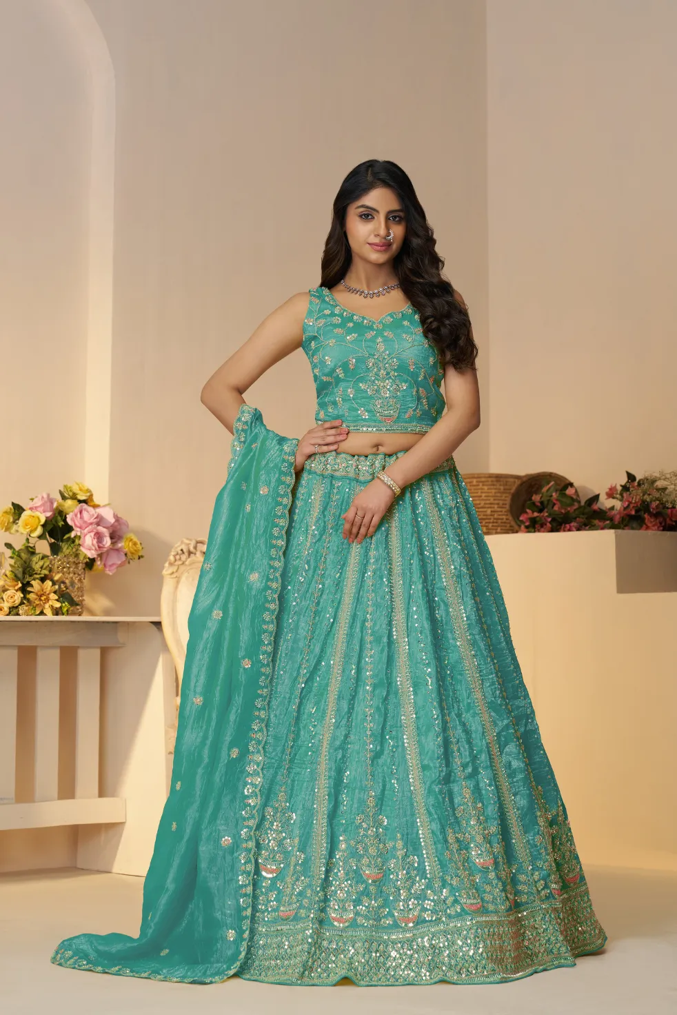 Kesar Fab RoyalSky Designer Lehenga Choli Set Kesar Fab RoyalSky Designer Lehenga Choli Set-Design No.-KF-44-Sky-Blue
